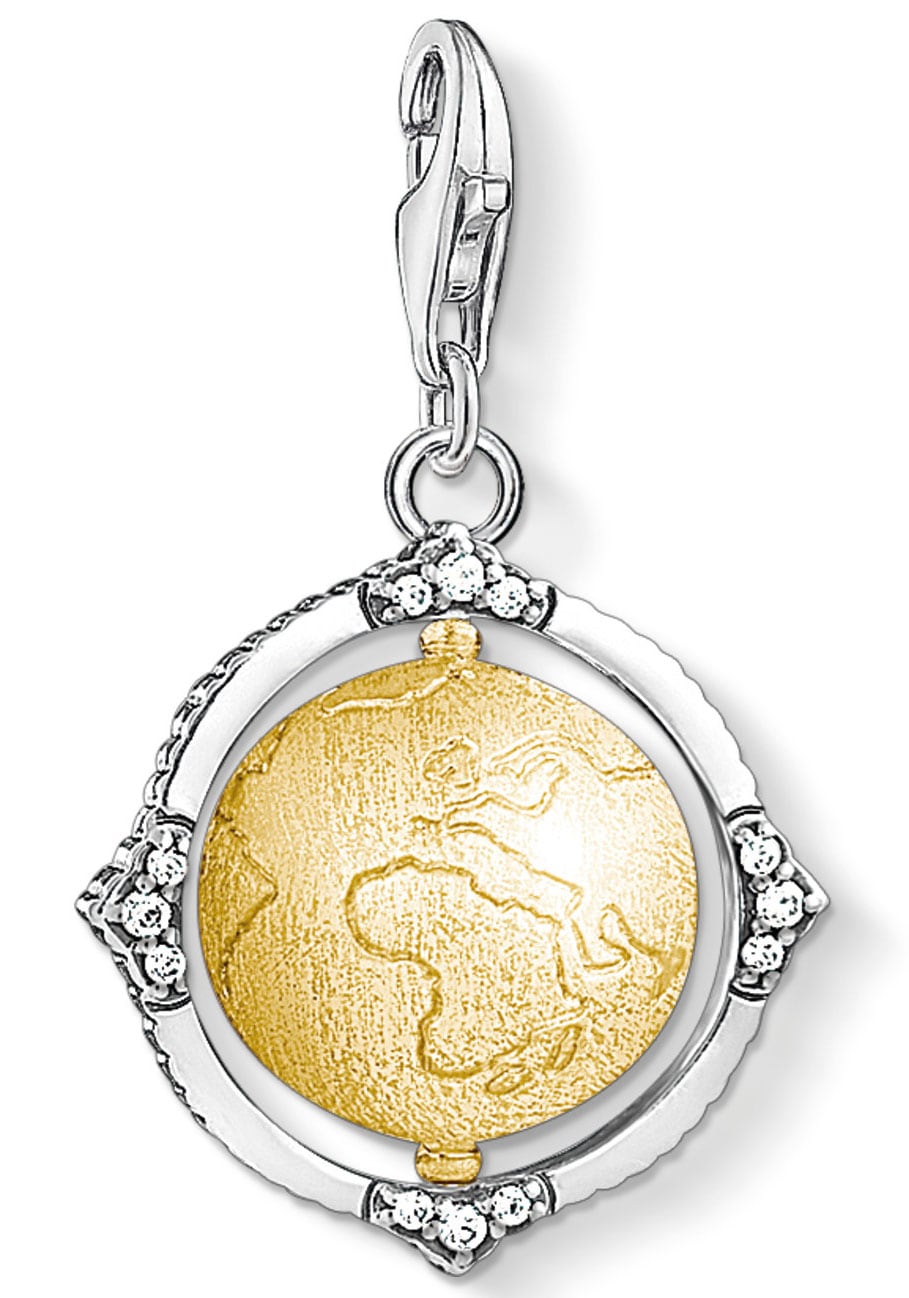 THOMAS SABO Charm-Einhänger »Vintage Weltkugel, 1711-849-39«, mit Zirkonia (synth.)