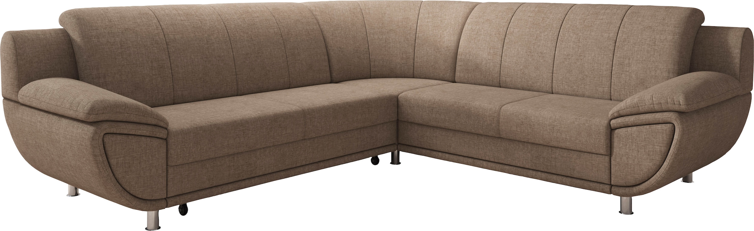 TRENDMANUFAKTUR Ecksofa »Rondo II, zeitlos & elegant, bequeme Armlehnen, L-Form« wahlweise mit Federkern, wahlweise mit Bettfunktion, B/T 267/247cm,