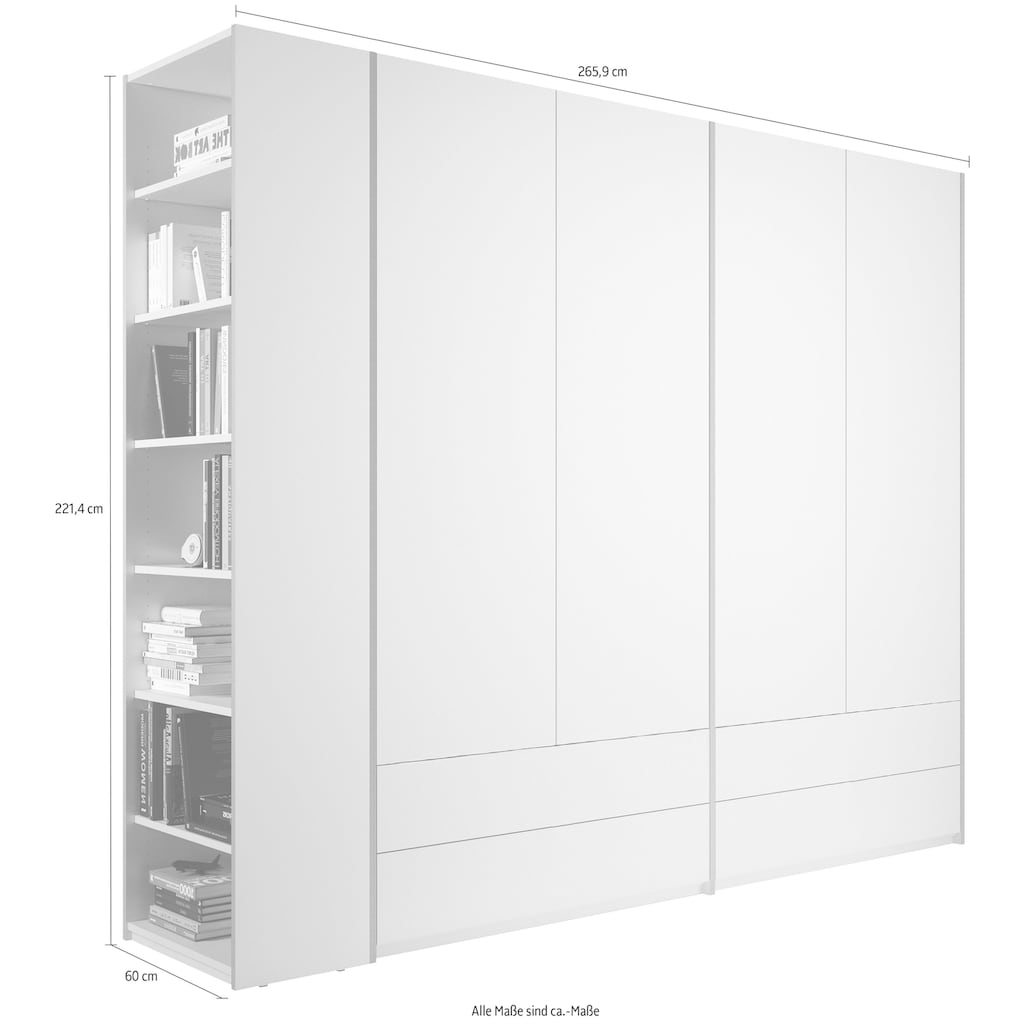 Müller SMALL LIVING Kleiderschrank »Modular Plus Variante 4«, 4 Schubladen, Anbauregal wahlweise links oder rechts montierbar