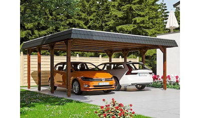 Doppelcarport »Spreewald«, Fichtenholz, 530 cm, braun