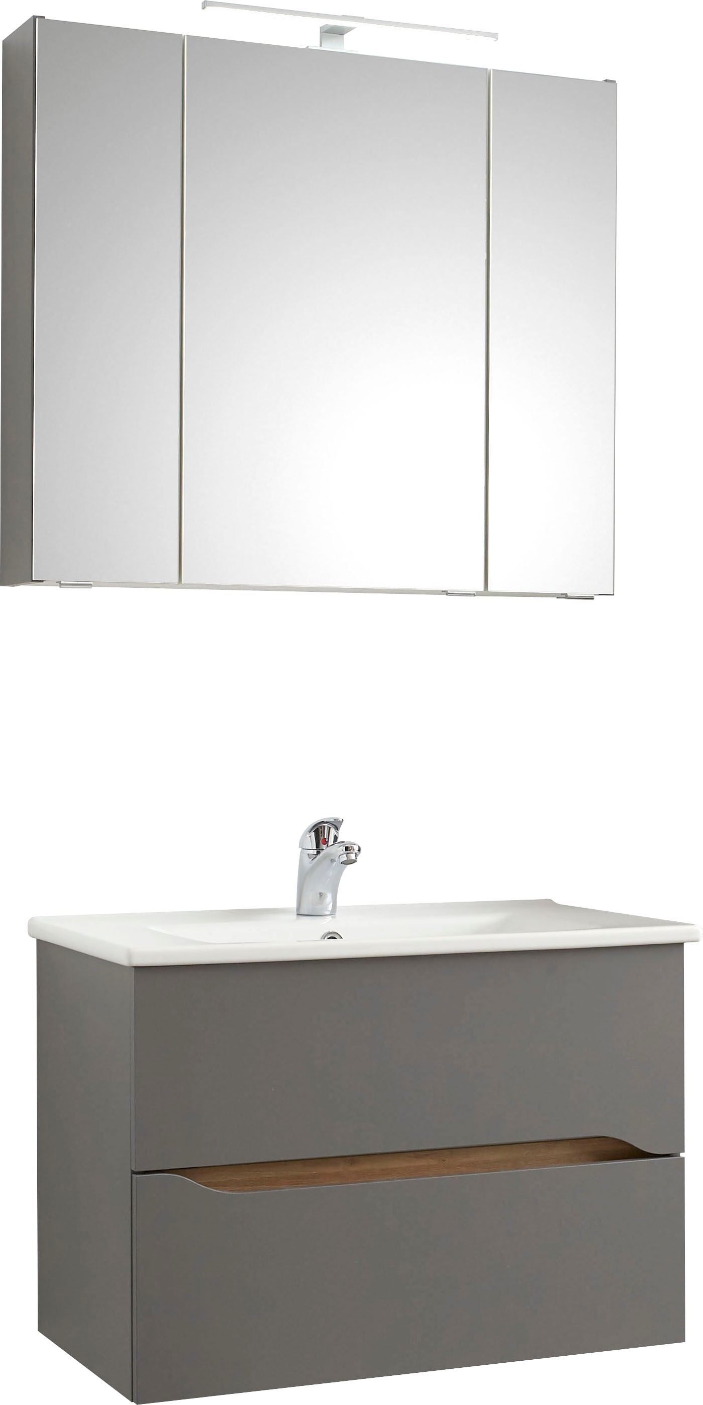 Saphir Badmöbel-Set »Quickset 2-teilig, Keramikwaschtisch mit LED-Spiegelsc günstig online kaufen