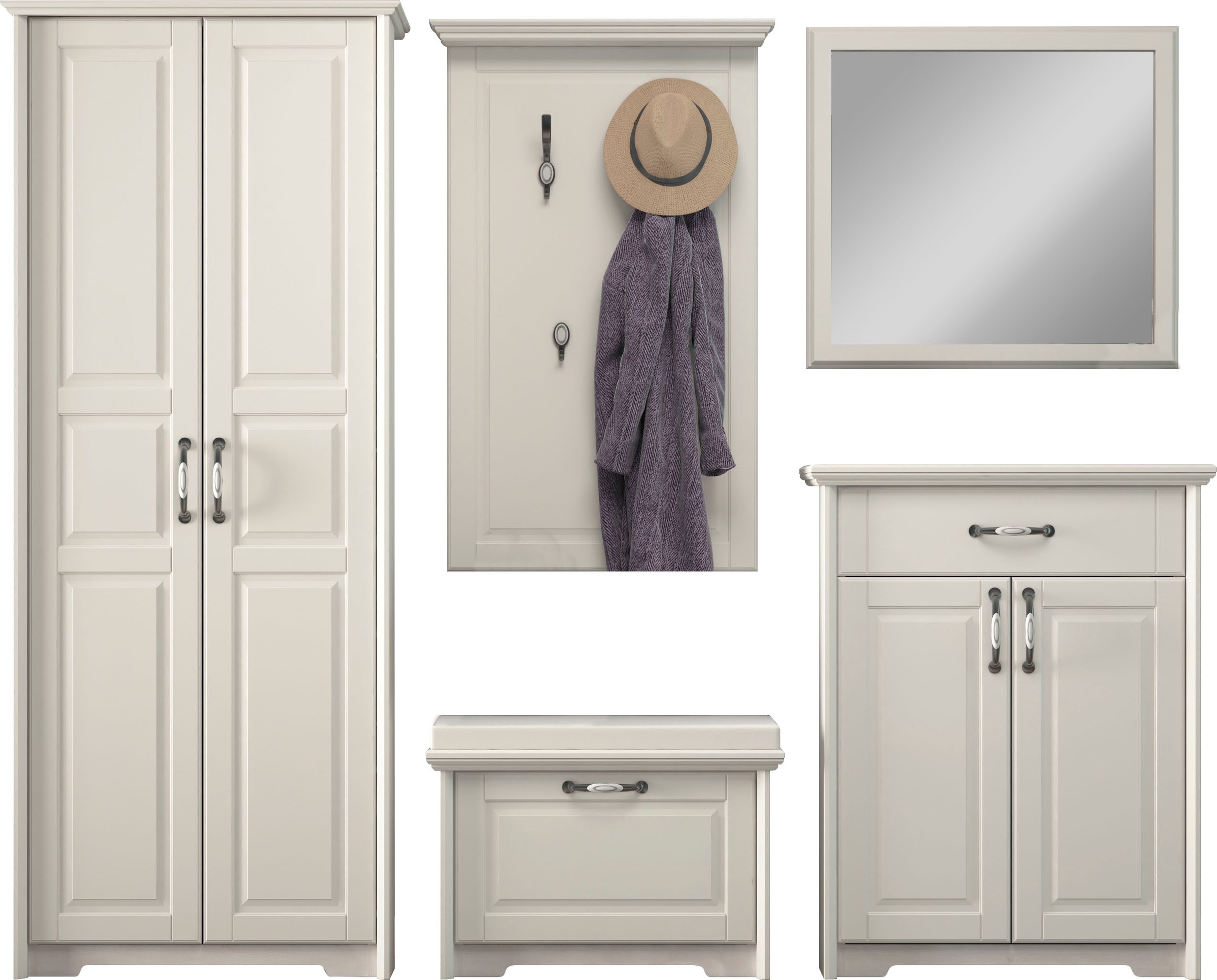 Home affaire Garderoben-Set »Evergreen«, (Set, 5 St., Garderobenschrank,Sch günstig online kaufen