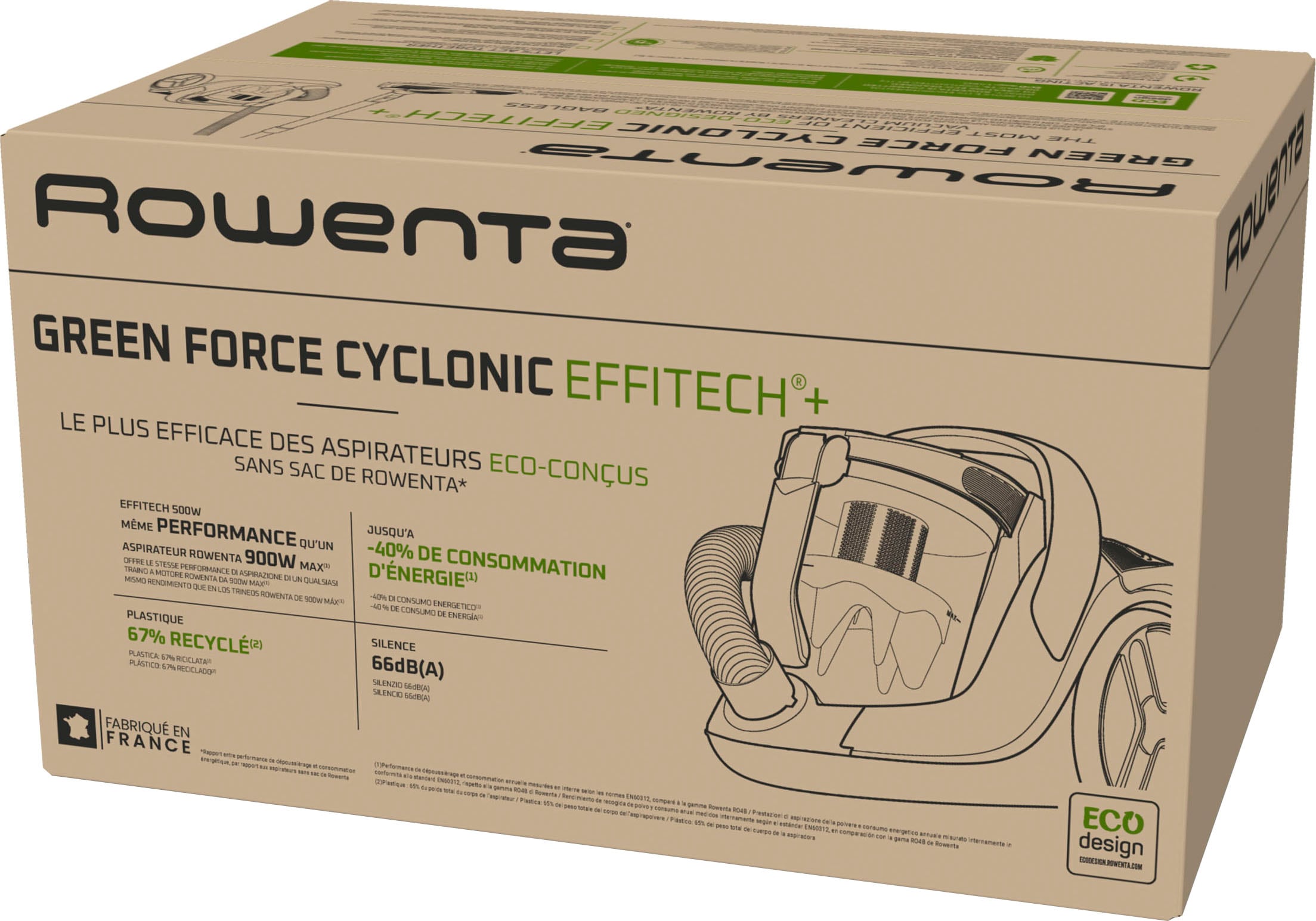 Rowenta Bodenstaubsauger »RO7C66 Green Force Cyclonic Effitech«, 500 W, beutellos
