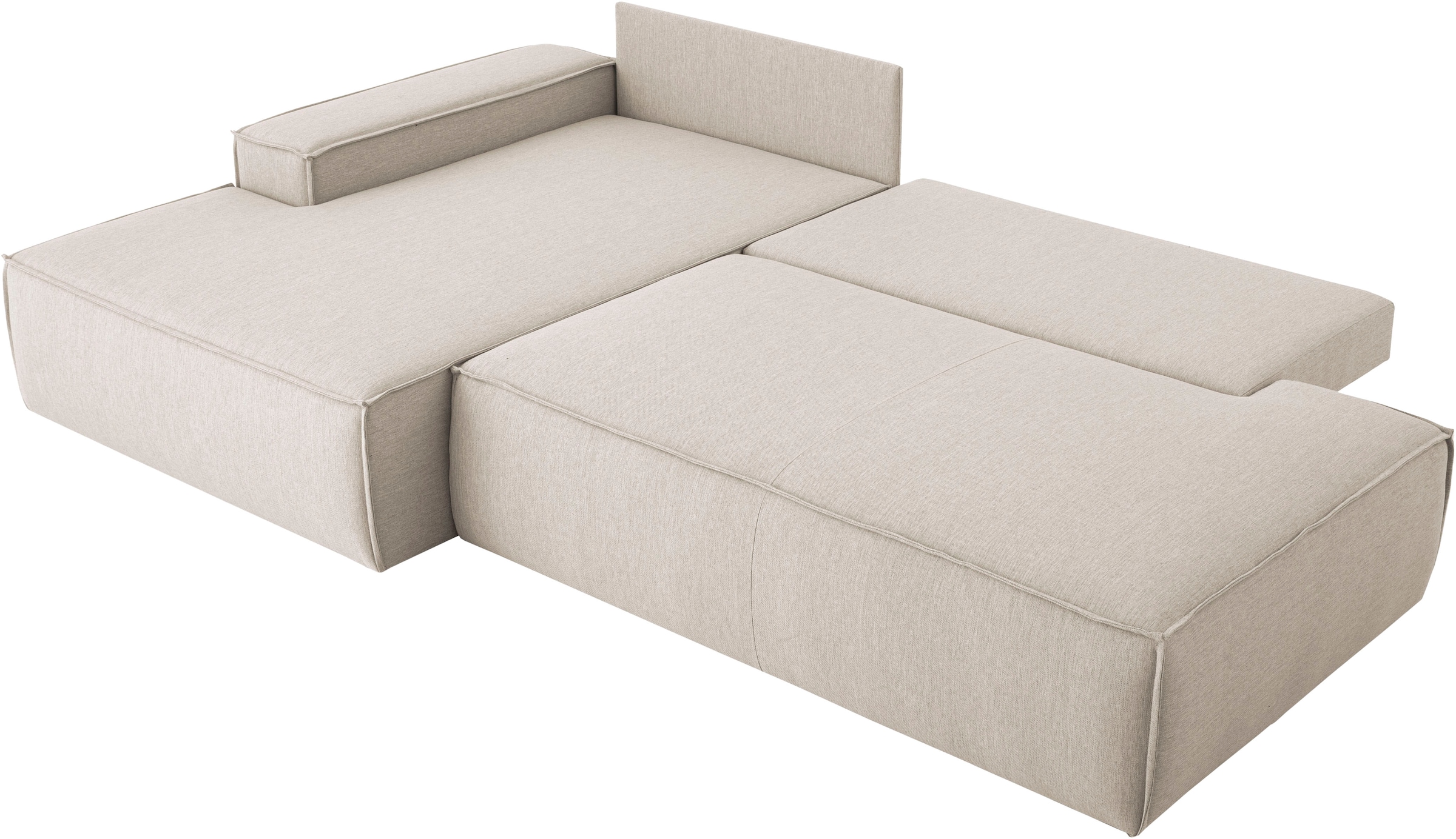 Home affaire Ecksofa »SHERWOOD, Schlafsofa in L-Form offen (275cm), Cord, Leinenoptik«, Schlaffunktion und Bettkasten, Kedernaht, hoher Sitz- & Liegekomfort