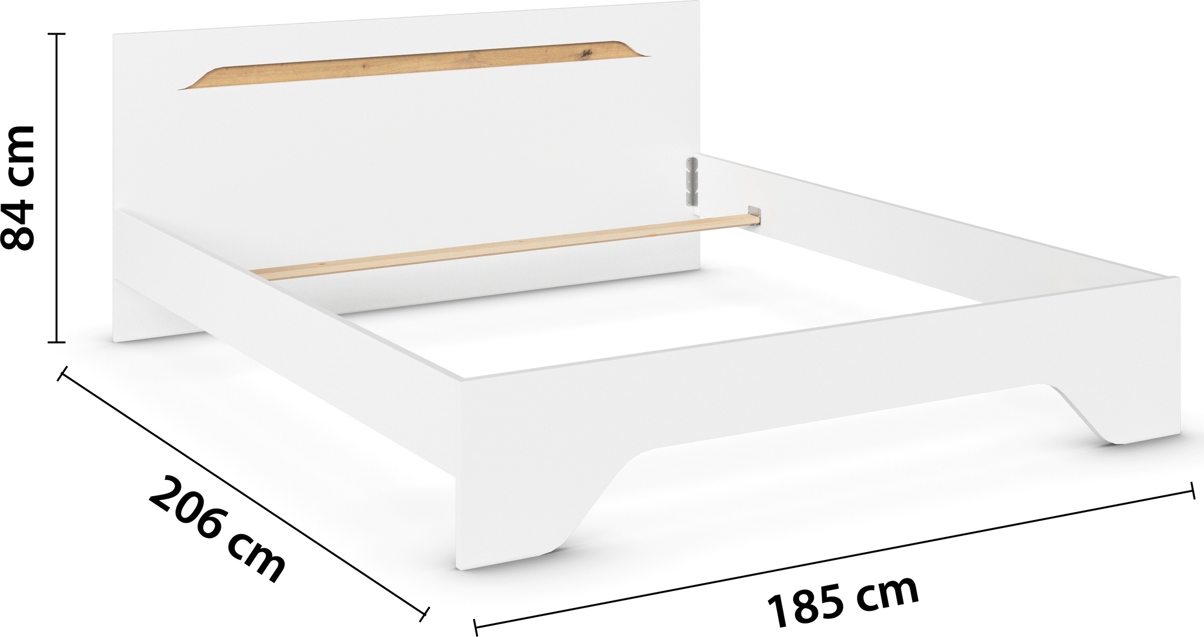 OTTO home Bett »Doppelbett Holzbett Futonbett AGORDO« Liegefläche: 180x200 cm,  mit stilvoller Kopfteil-Absetzung in Eiche Artisan MADE IN GERMANY