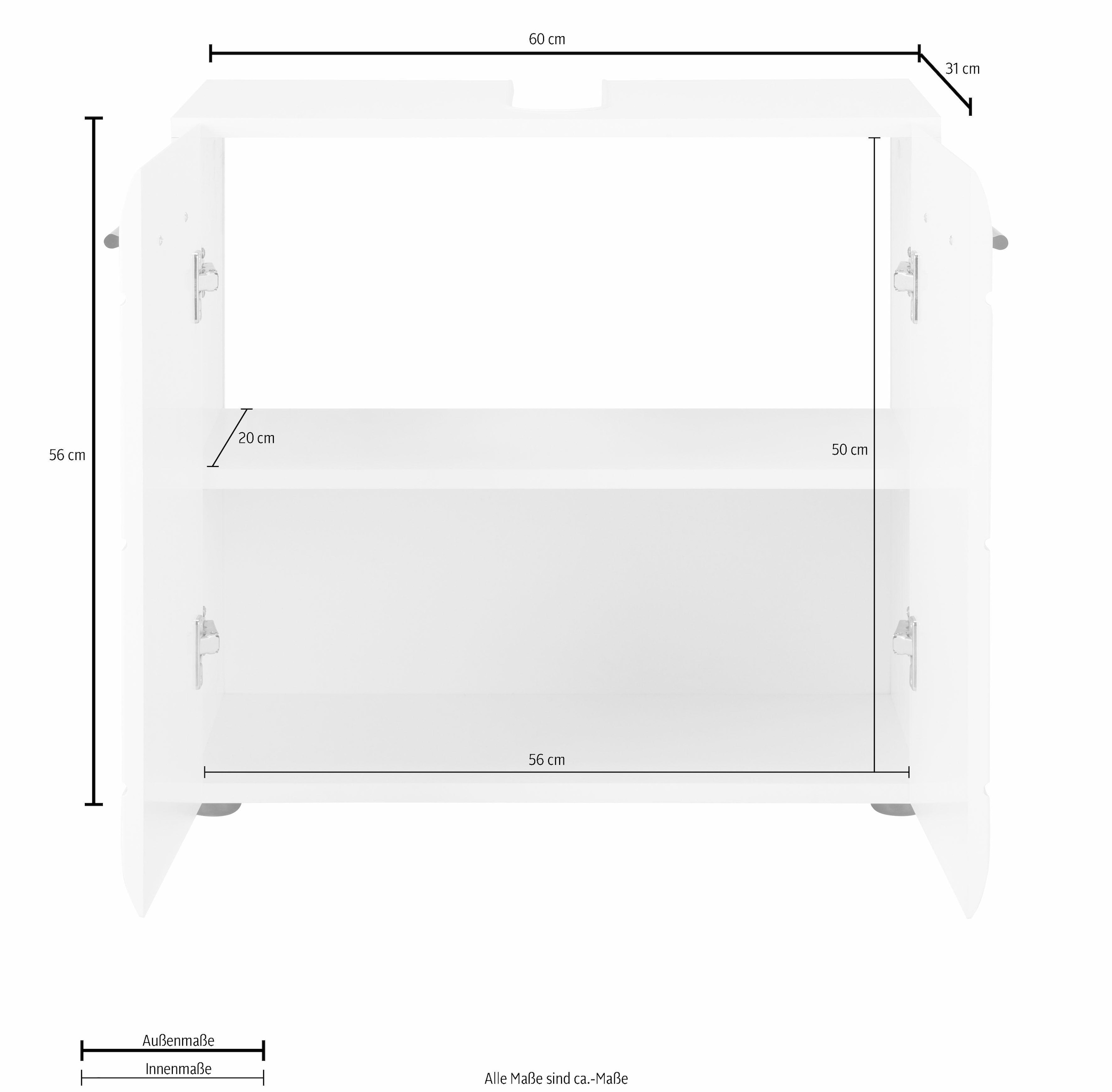 INOSIGN Waschbeckenunterschrank »Sovana«, Waschtisch mit verstellbarem Fach - Maße (B/T/H) 60/31/56 cm
