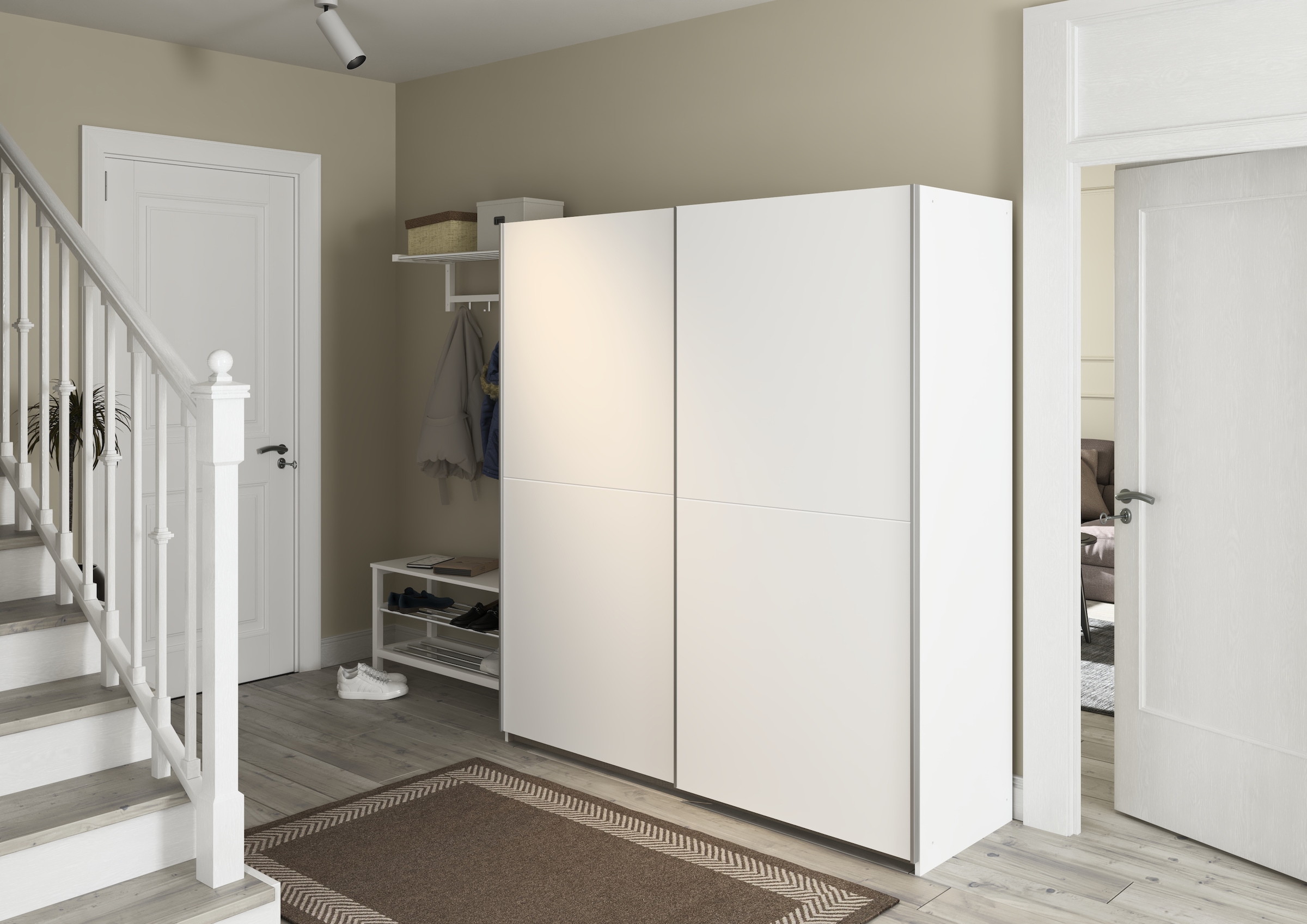 rauch Schwebetürenschrank »Kleiderschrank Schrank Garderobe SATURN mit 3 Ausstattungsvarianten«, 3 verschiedene Ausstattungsvarianten Griffe aus Metall MADE IN GERMANY