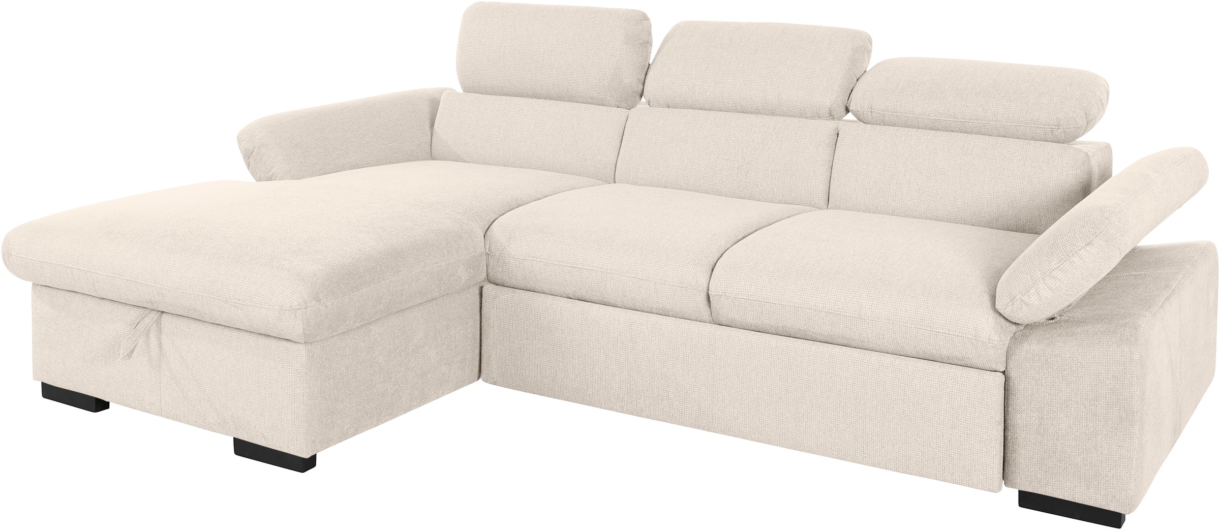 COTTA Ecksofa »Lola L-Form mit Kopfteilfunktion & Hocker«, (Set, mit Hocker), wahlweise mit Bettfunktion, Bettkasten & Armteilverstellung