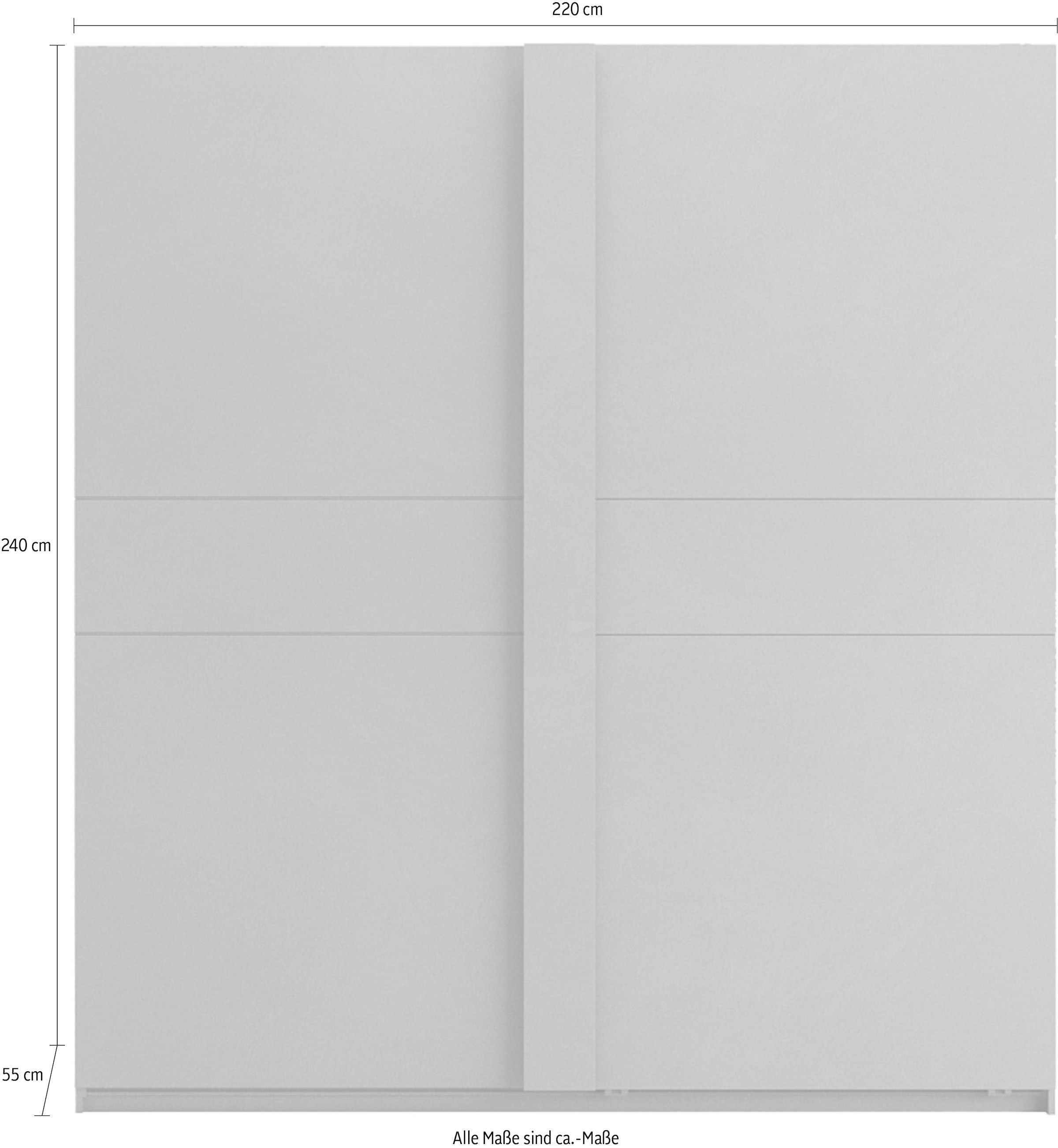 INOSIGN Schwebetürenschrank »Jupiter, Schiebetürenschrank in Steingrau« 2 Breiten, moderne Griffblende, Metallgriffleisten, 22 mm Böden