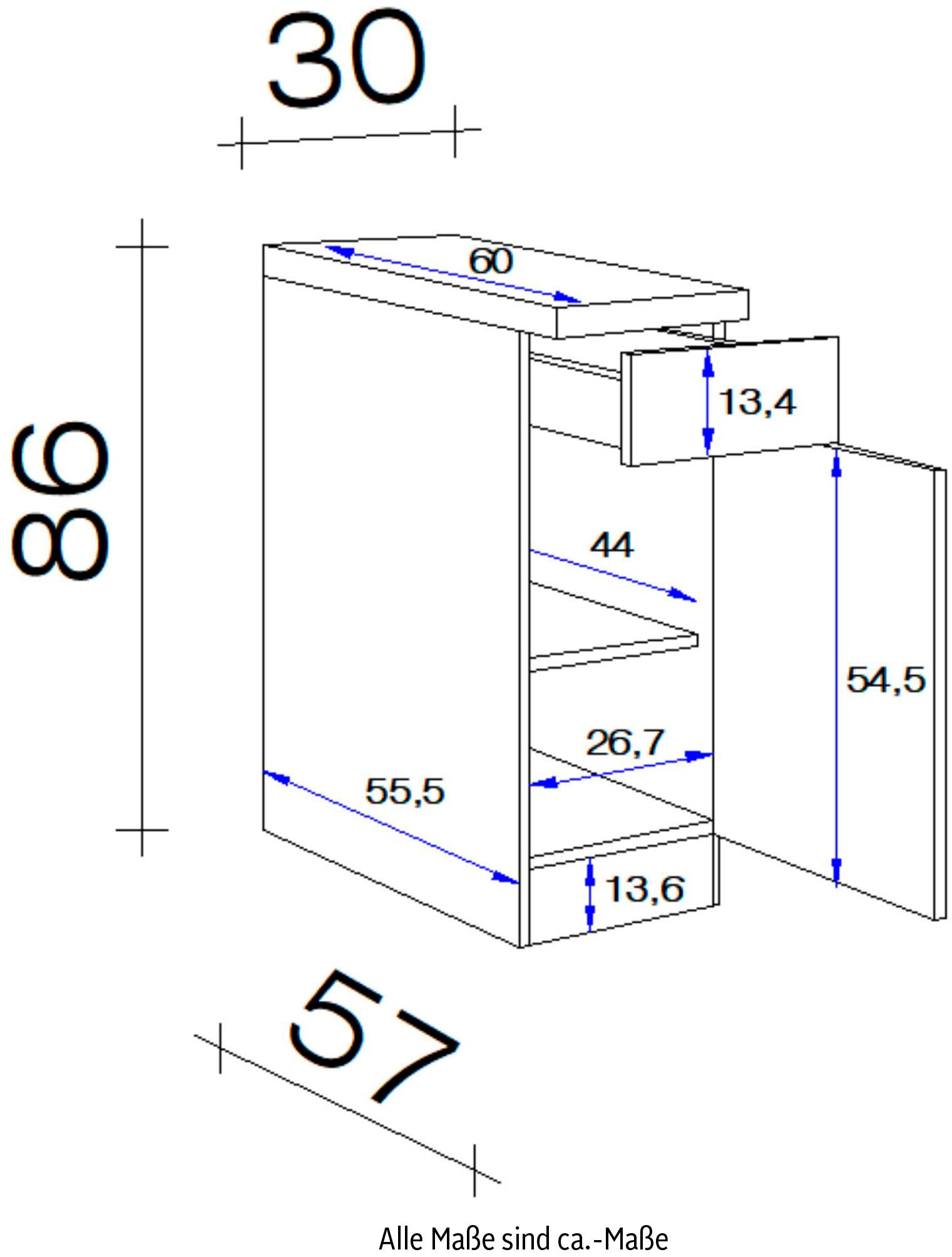 Flex-Well Unterschrank x 60 cm Raten H (B x 30 auf 86 »Florenz«, T) x x kaufen