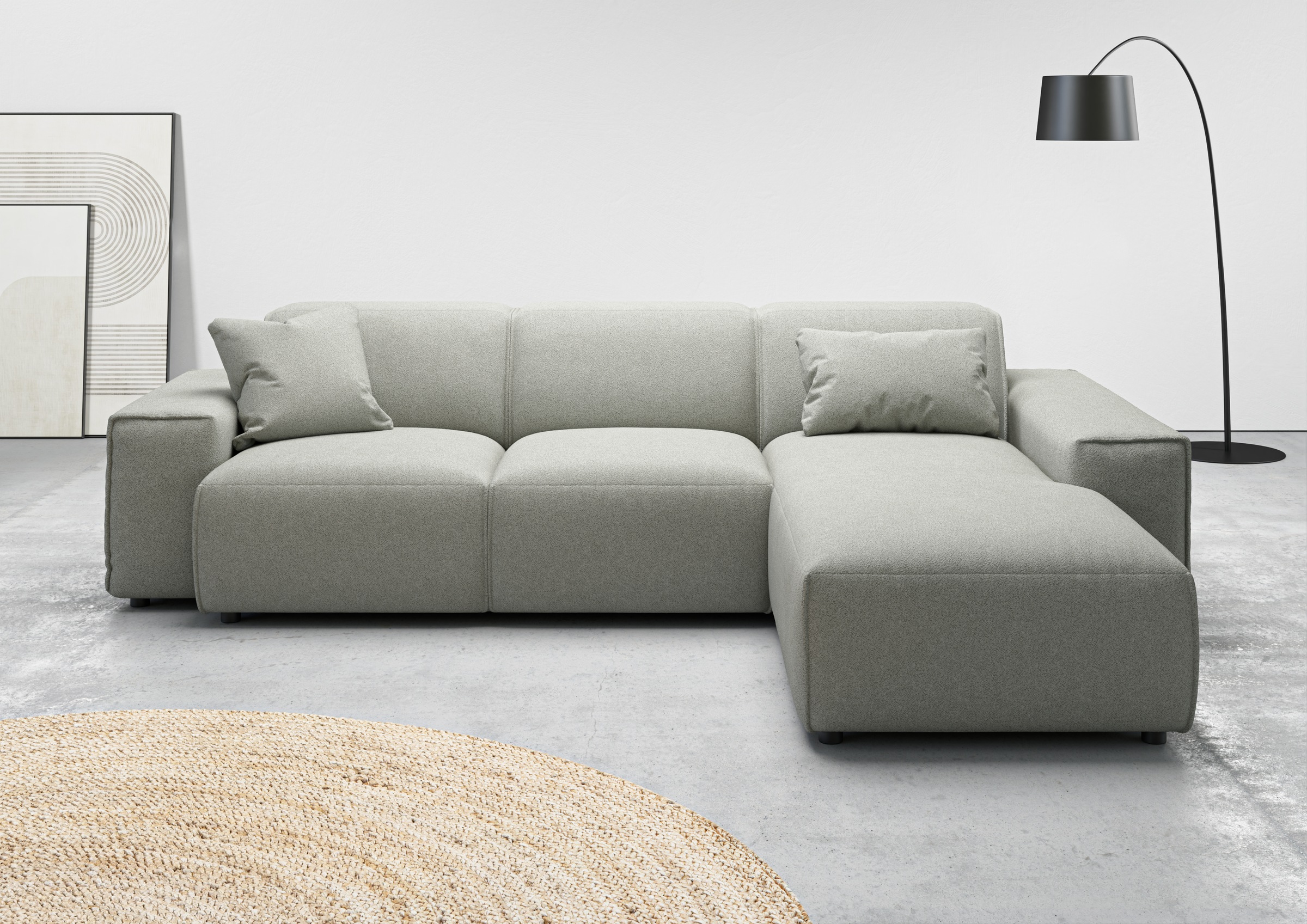 andas Ecksofa »Glimminge L-Form auch in Breitcord, Feincord + Easy care-Bezug,«, Breite 264, Zierkissen