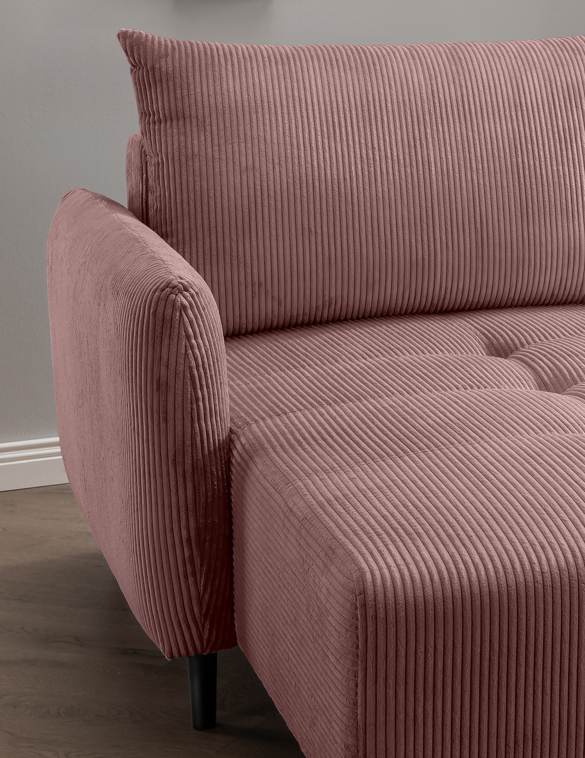 INOSIGN Ecksofa »Mara, L-Form, aktueller Cord Bezug und tolle Farben, schmale Armlehnen«, whlw. mit Bettfunktion,Recamiere links/rechts montierbar, Breite 238cm