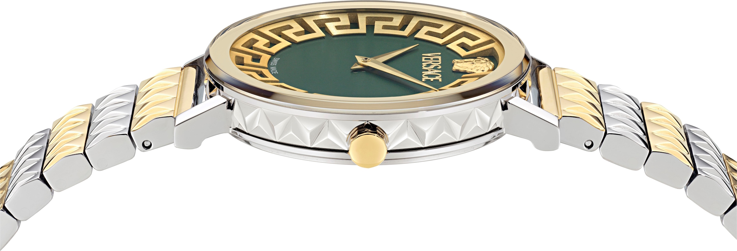 Versace Quarzuhr »VERSACE DAEDALUS«, Armbanduhr, Damenuhr, Swiss Made, Edelstahlarmband, analog, Saphirglas
