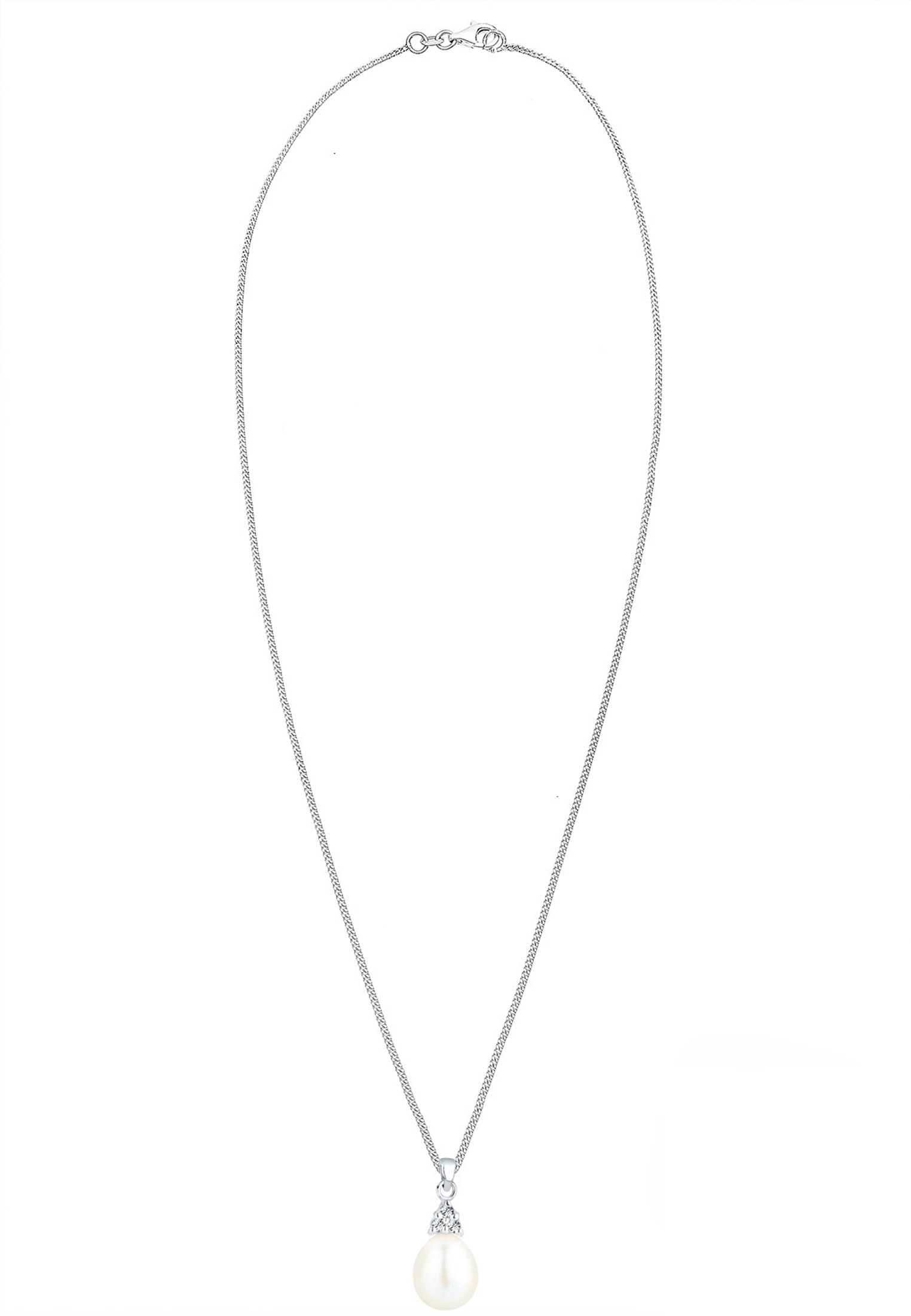 Elli Perlenkette »Kristalle Süßwasserzuchtperle Weiß 925 Sterling Silber«