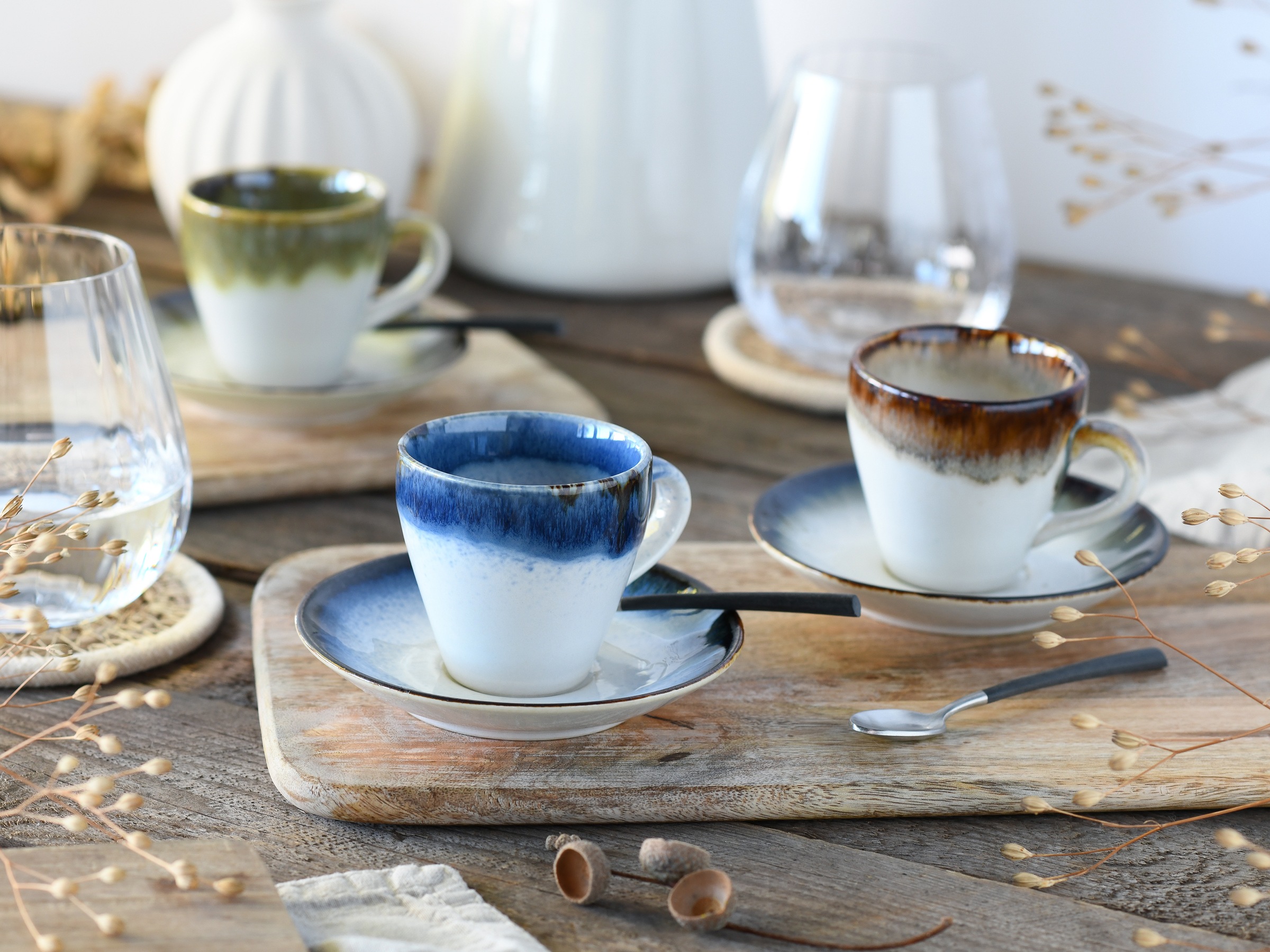 CreaTable Espressotasse »Cascade Mix, Espresso-Set, 8-tlg.«, (Set, 8 tlg.), Reaktivglasur