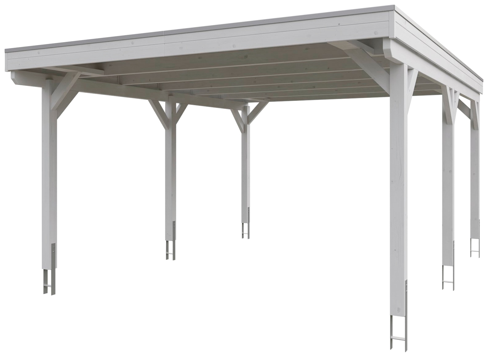 Skanholz Einzelcarport »Grunewald«, Leimholz-Nordisches Fichtenholz, weiß, mit Aluminiumdach