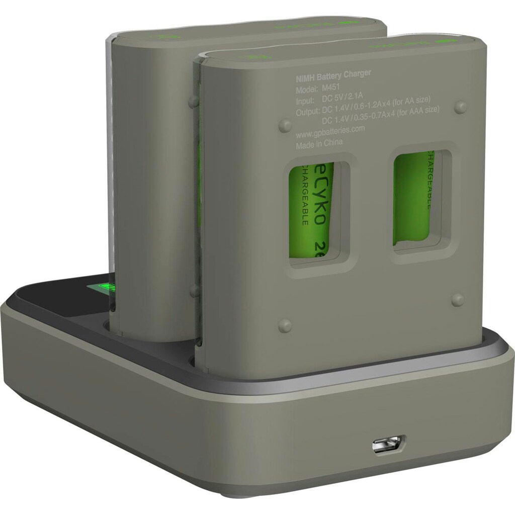 GP Batteries Akku-Ladestation »ReCyko 2x Akku Schnellladegerät mit je 4 AA Akkus 2600 mAh NiMH«