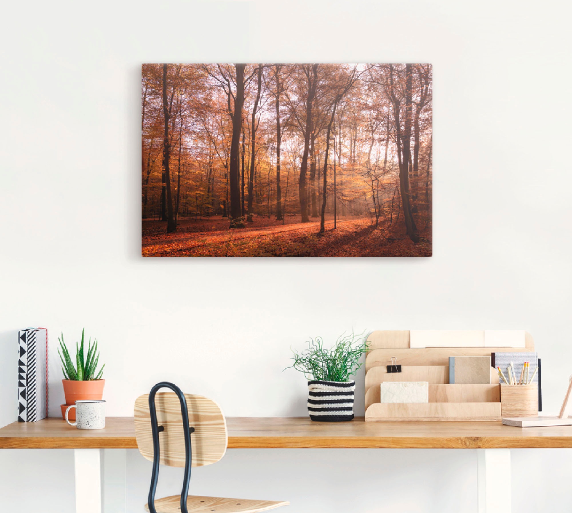 Artland Wandbild »Sonnenaufgang im Herbst II« Wald 1 Stk. tlg. als Alubild, günstig online kaufen