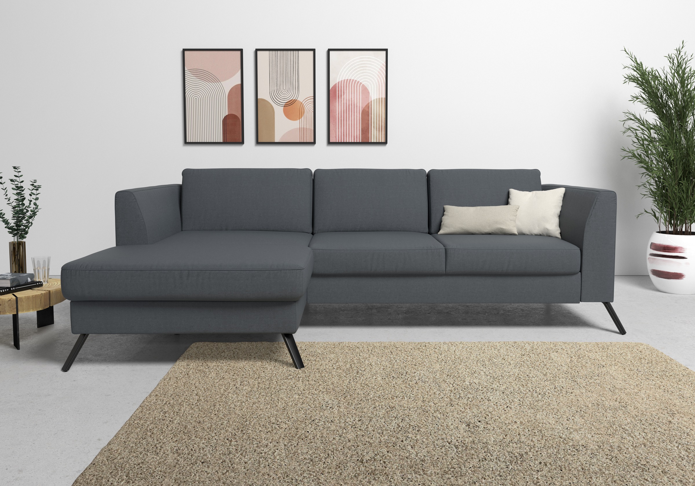sit&more Ecksofa »Olsen L-Form«, inklusive Sitztiefenverstellung, wahlweise mit Bettfunktion, 15cm hoch
