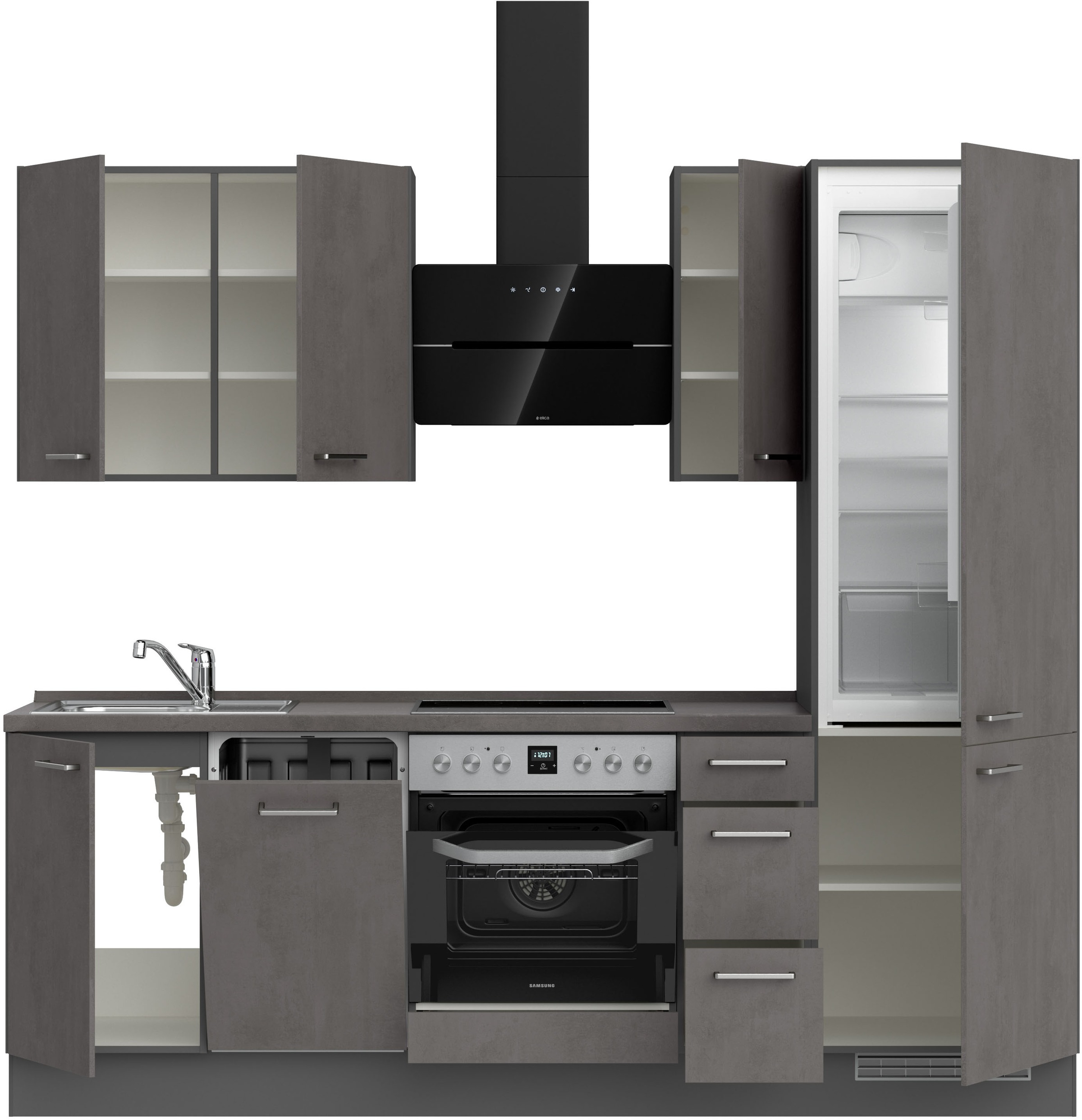 nobilia® Küchenzeile »"Riva II"«, vormontiert, Ausrichtung wählbar, Breite 240 cm, wahlw. mit E-Geräten