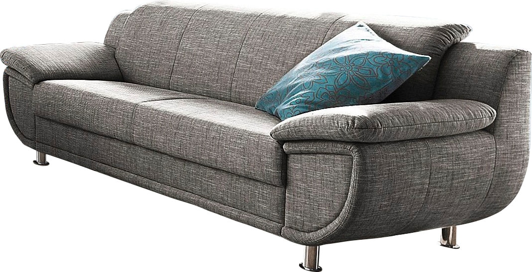 TRENDMANUFAKTUR 3-Sitzer »Rondo, Breite 207 cm, breite Armlehnen, Füße chromfarben«, Big-Sofa wahlweise mit Federkern, in verschiedenen Bezügen bestellbar