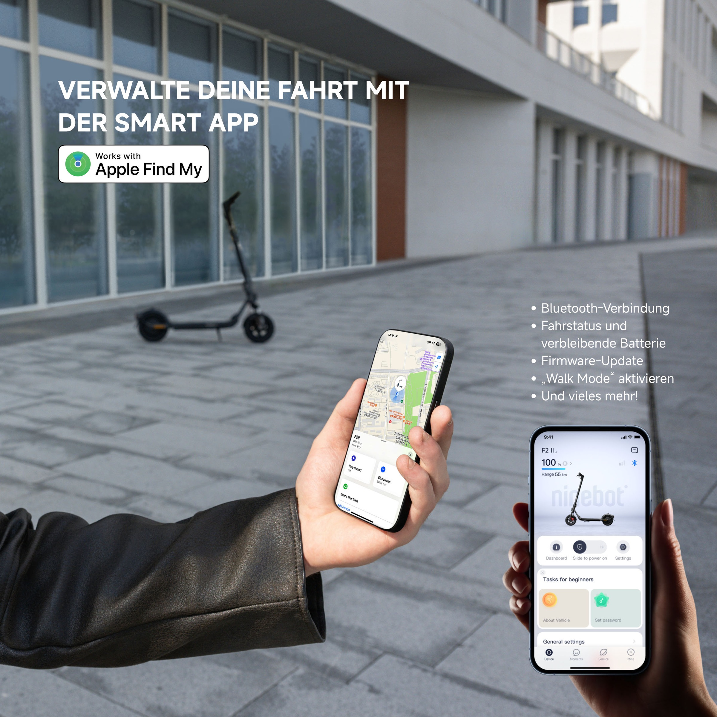 ninebot by Segway E-Scooter »F2 Pro D II«, EXKLUSIVMODELL, Schlauchlose selbstabdichtende Reifen