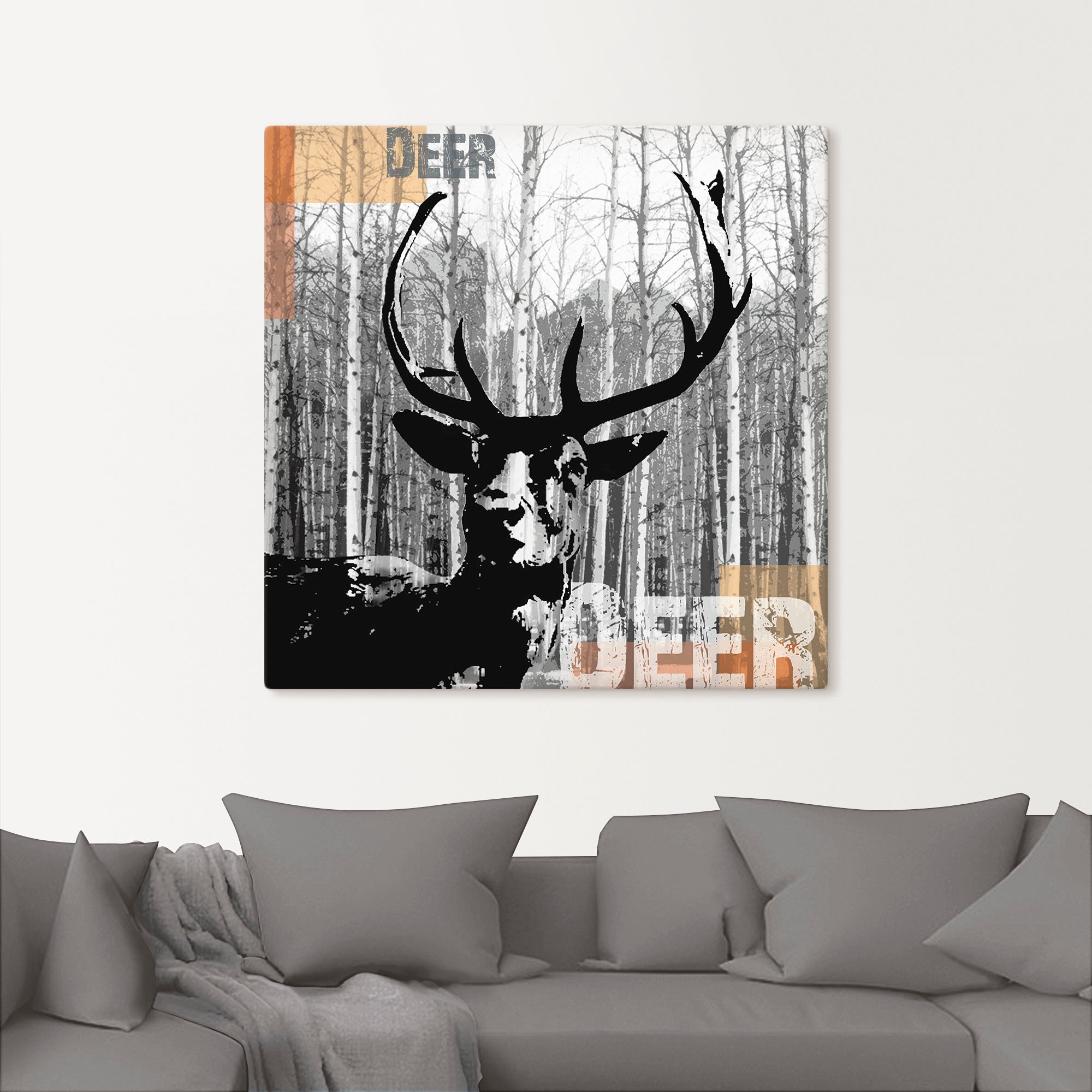 Artland Wandbild »Hirsch Collage«, Wildtiere, (1 St.), als Leinwandbild, Poster, Wandaufkleber in verschied. Größen