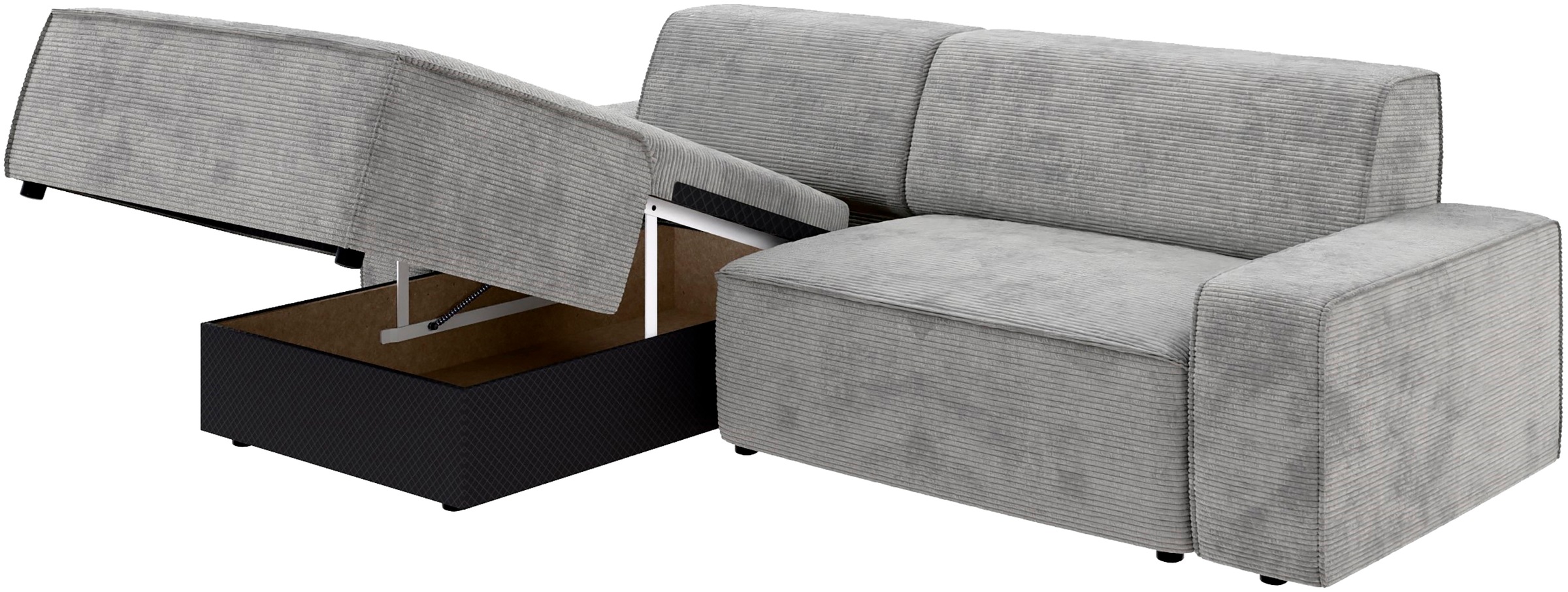 TRENDMANUFAKTUR Ecksofa »Graz, wahlweise mit Sitzvorschub und Bettkasten, L-Form, Breite 246 cm«, in Cord-, haustierfreundlichem LEO Struktur- oder LUMOS-3D-Bezug