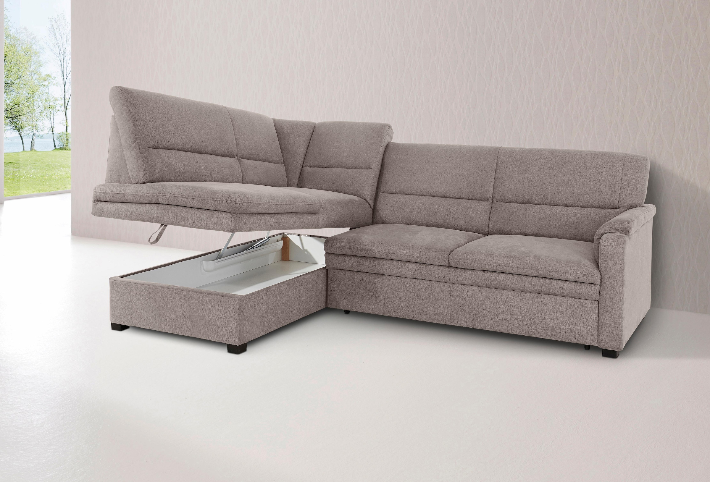 sit&more Ecksofa »Pisa L-Form«, mit Federkern, wahlweise mit Bettfunktion