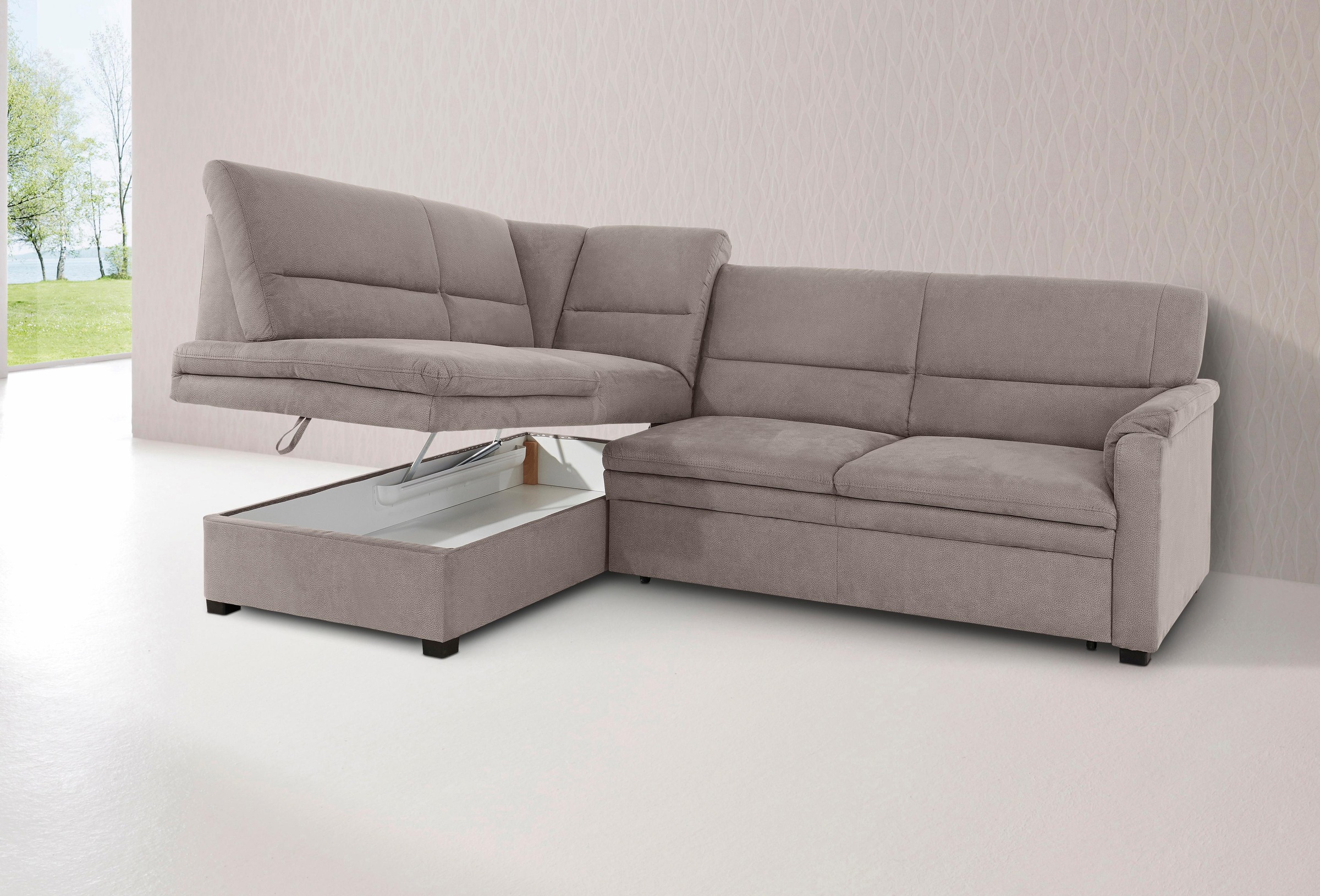 sit&more Ecksofa »Pisa L-Form«, mit Federkern, wahlweise mit Bettfunktion günstig online kaufen