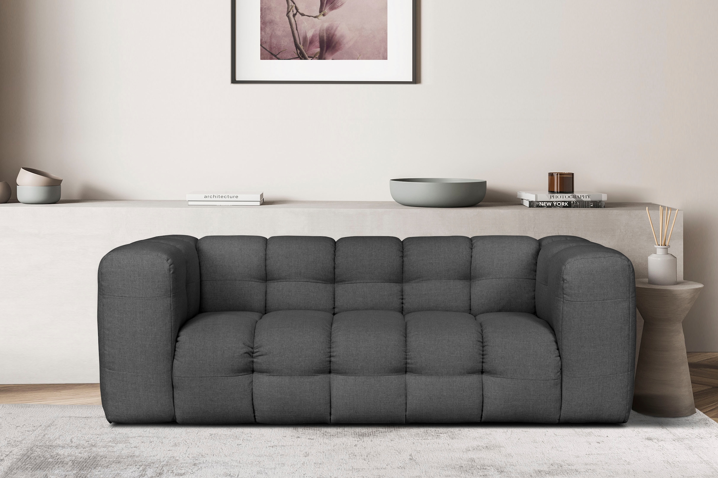 LeGer Home by Lena Gercke 3-Sitzer »TALISHA Designersofa, moderne Steppung, Maße B/T/H: 229/110/75 cm«, aufwendig gepolstert, hoher Sitzkomfort