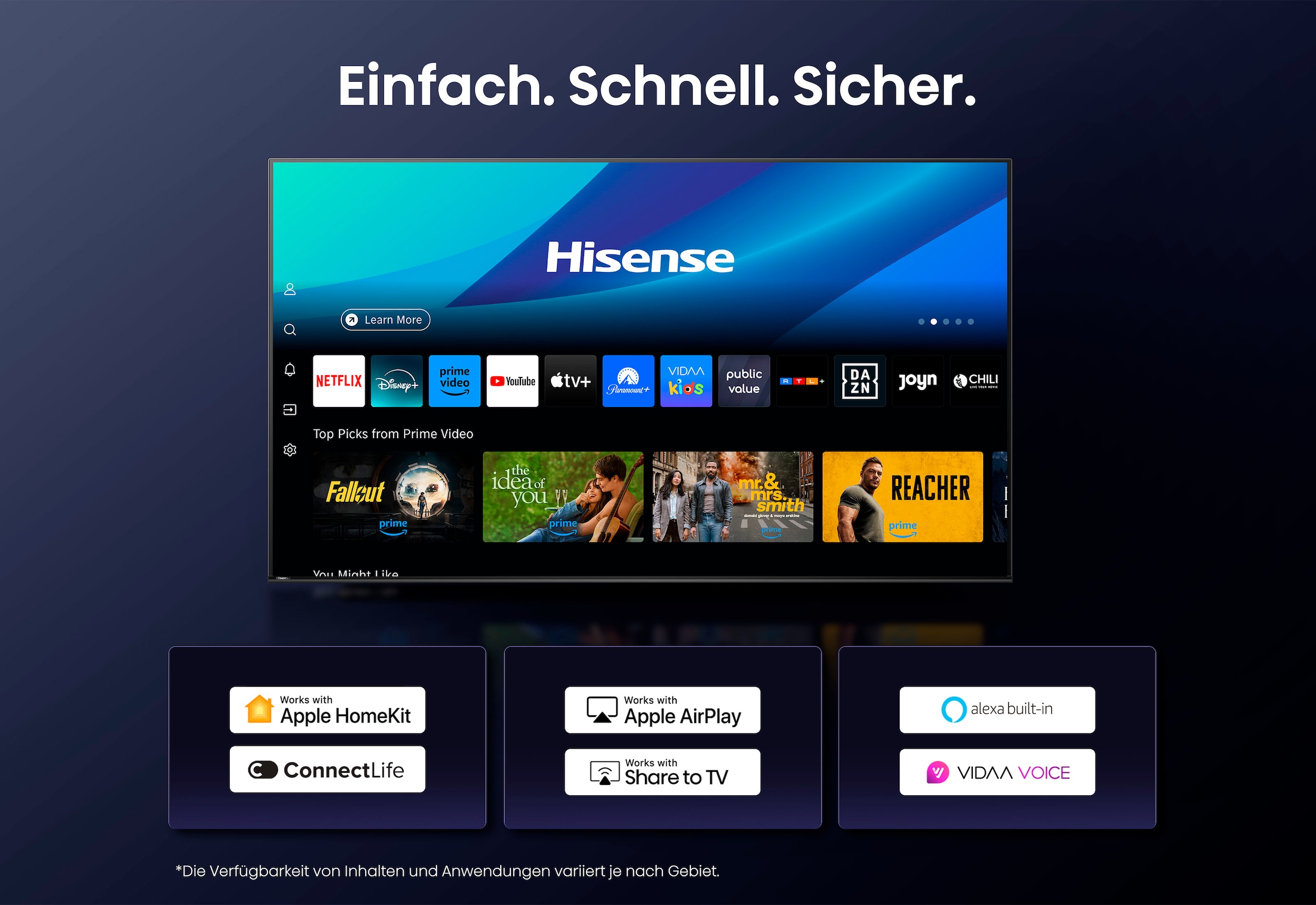Hisense QLED-Fernseher »55E77Q PRO«, 4K Ultra HD, Smart-TV, 4K UHD QLED