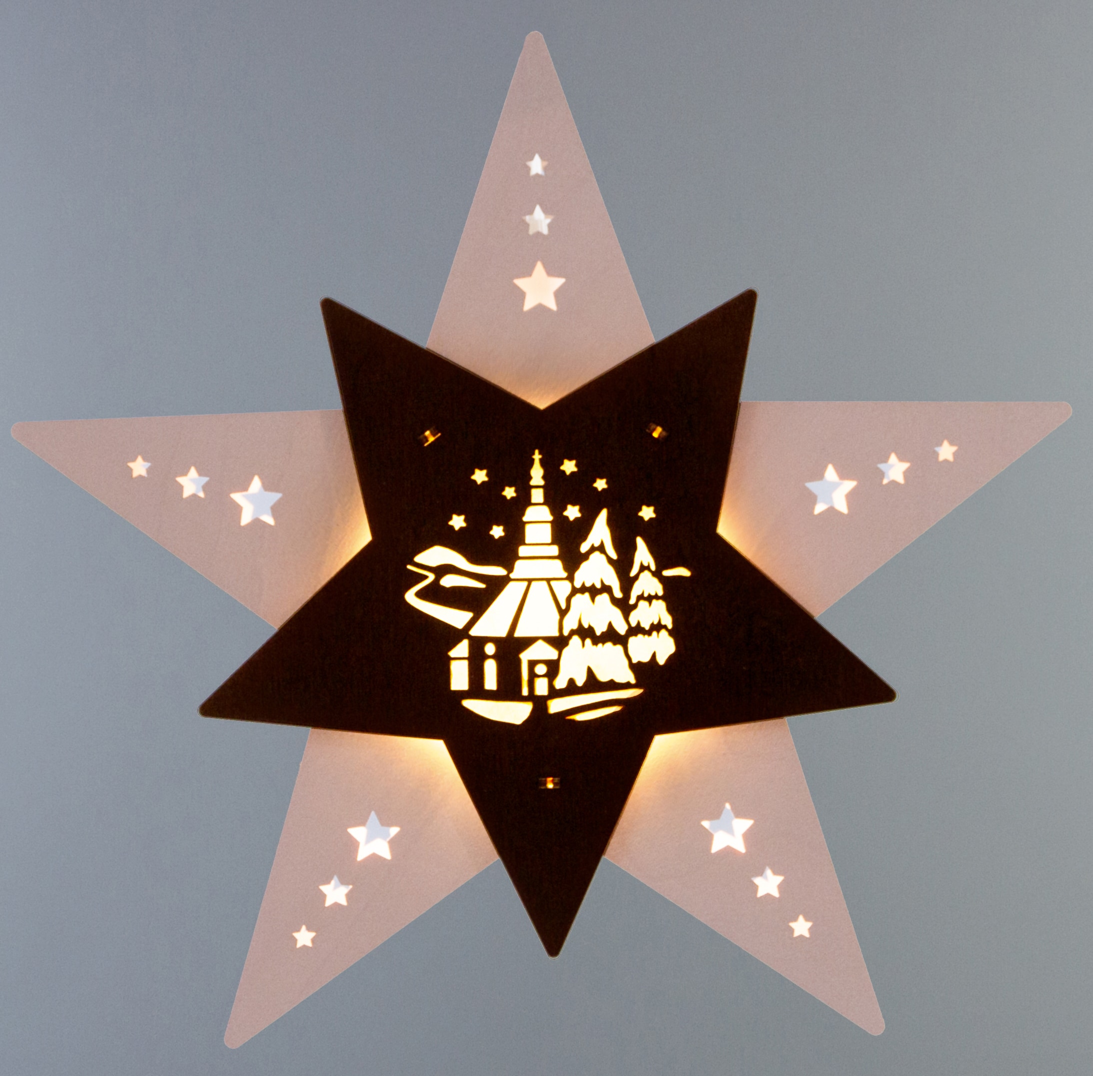 beleuchtetes online Weigla Stern 1 »Seiffener Weihnachtsdeko«, Fensterbild bestellen Kirche, LED flammig-flammig,