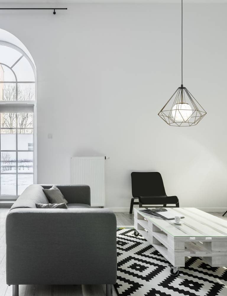 EGLO Hängeleuchte »VERNHAM Pendellampe, Stahl und Glas, E27, IP20, Esszimmerlampe, Lampe«, 1 flammig, Leuchtmittel E27 | ohne Leuchtmittel, Pendelleuchte, Wohnzimmerlampe, H110 x Ø44,5 cm, schwarz, 1X40W exkl.