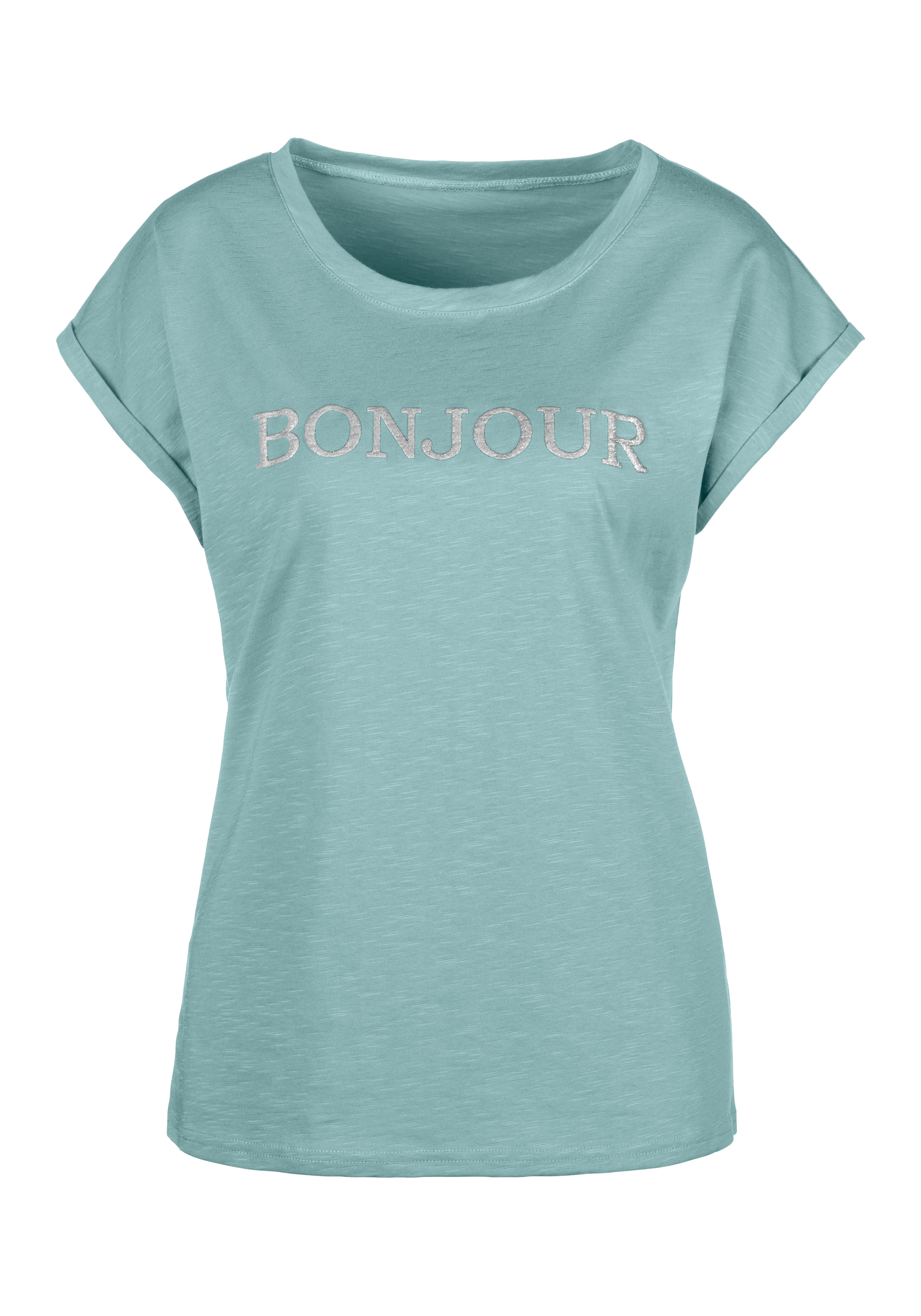 Vivance T-Shirt »mit Frontdruck "Bonjour"«, (2er-Pack), aus weicher Baumwoll-Qualität