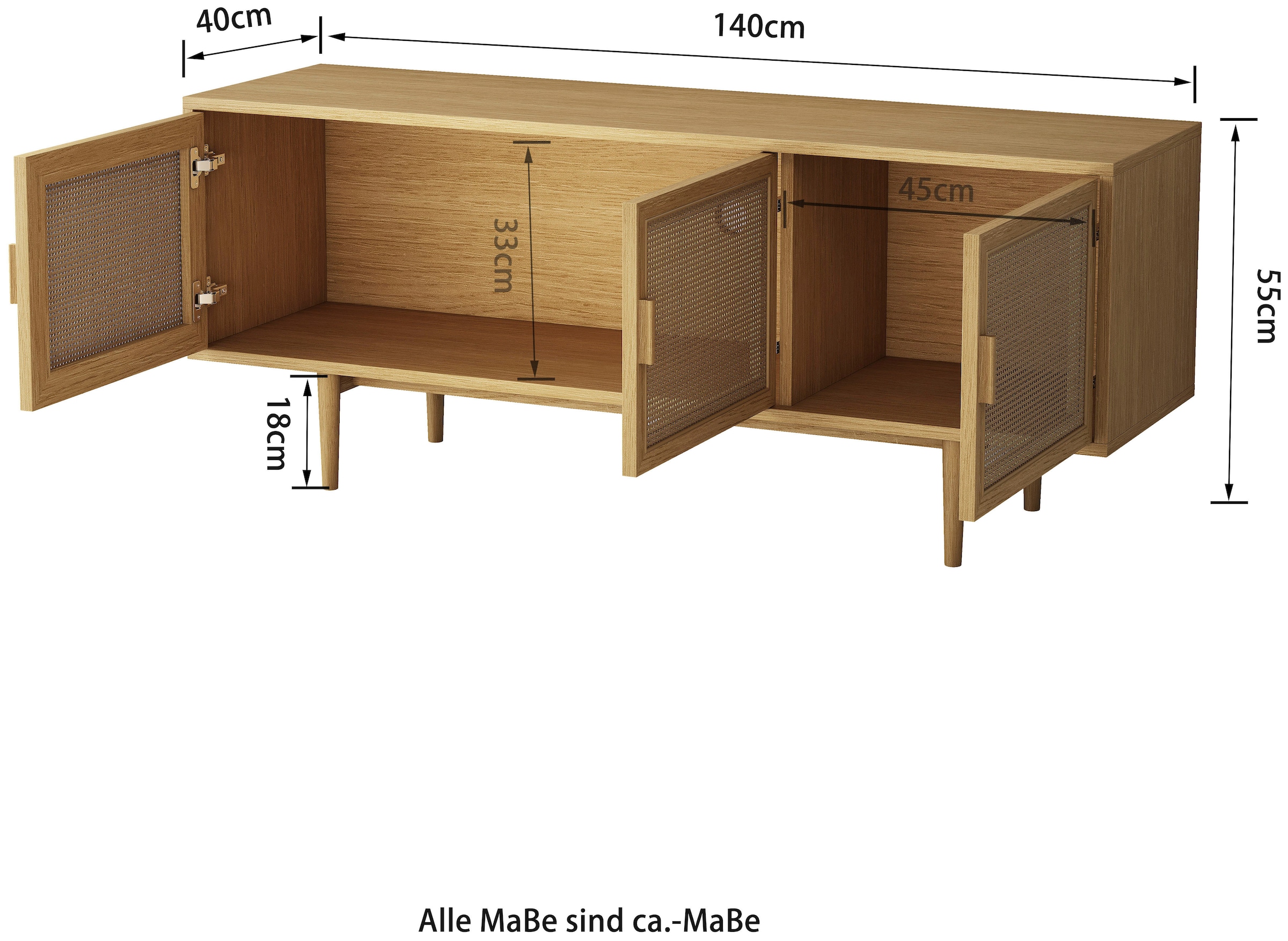 OTTO home TV-Schrank »Lorelia« in moderner Rattan Optik, Lowboard