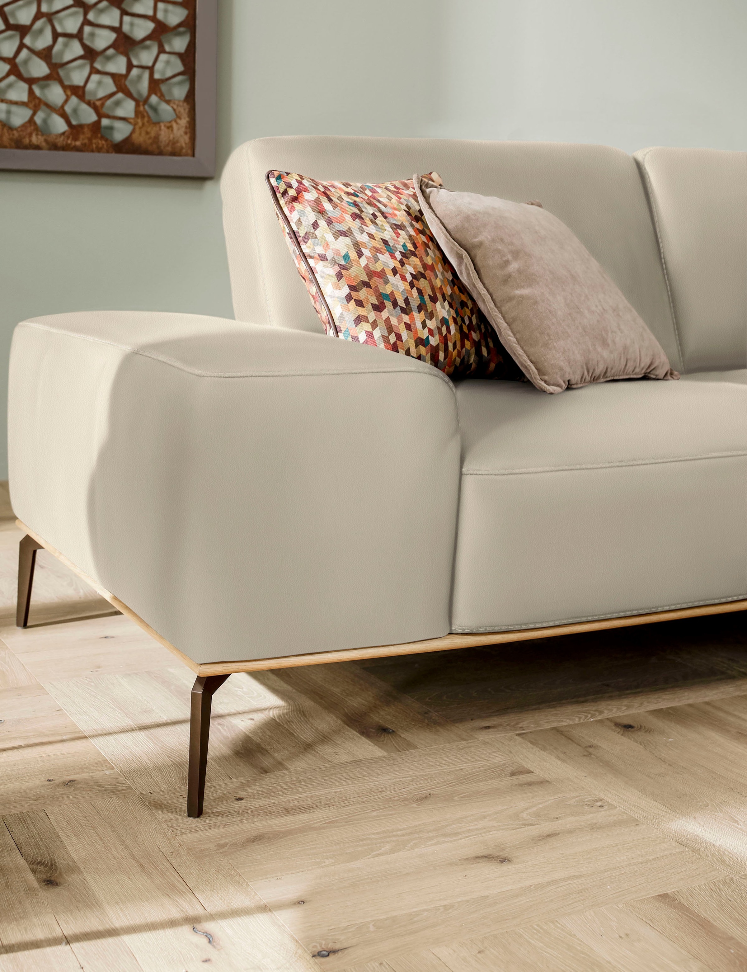 W.SCHILLIG Ecksofa »run, Designsofa mit tollem Sitzkomfort, bequem, L-Form«, mit Holzsockel, Füße in Bronze pulverbeschichtet, Breite 319 cm