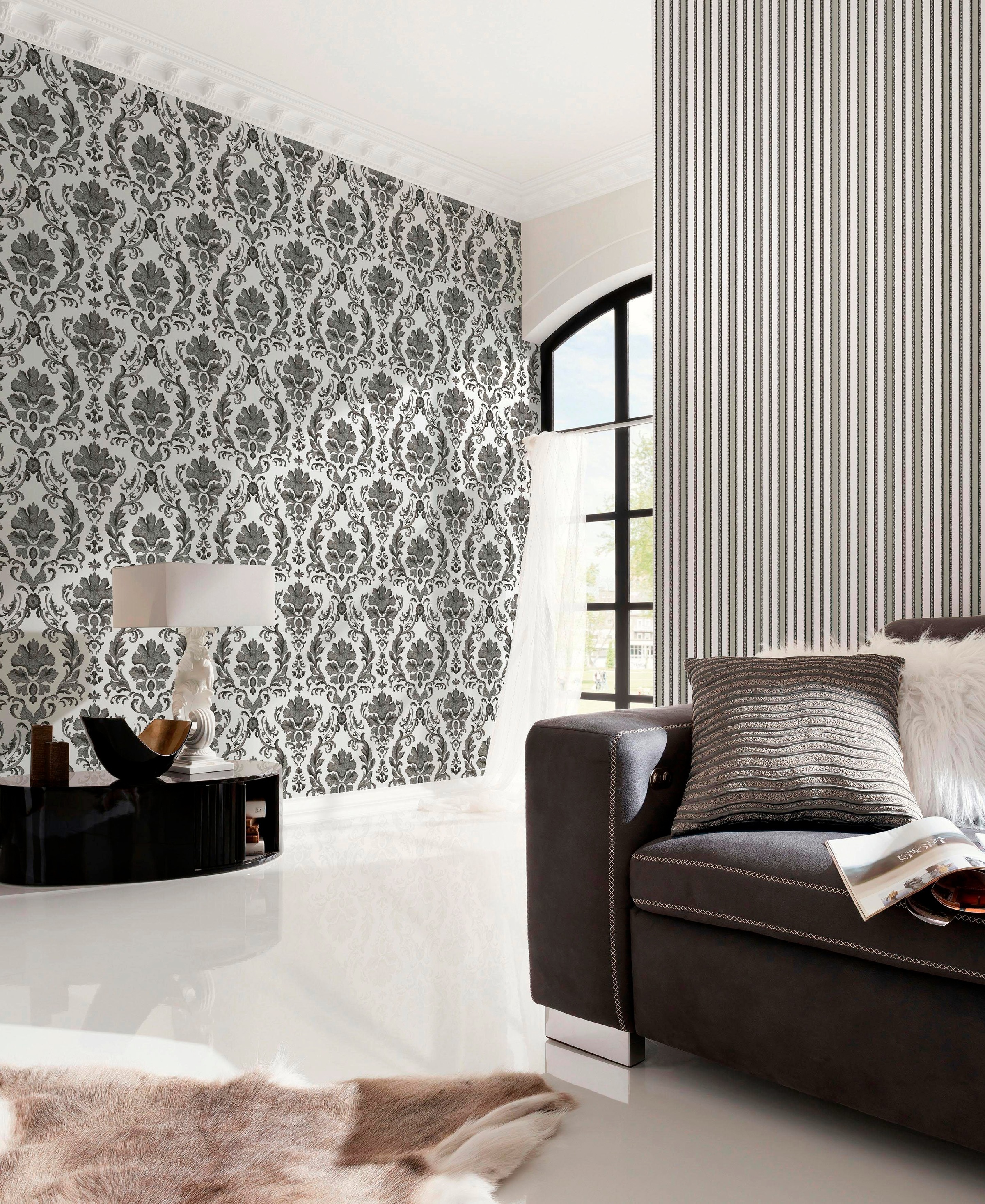living walls Papiertapete »Concerto«, Barock-ornamental-gemustert, Tapete Barock Tapeten Wohnzimmer Schlafzimmer Küche Flur Design Optik