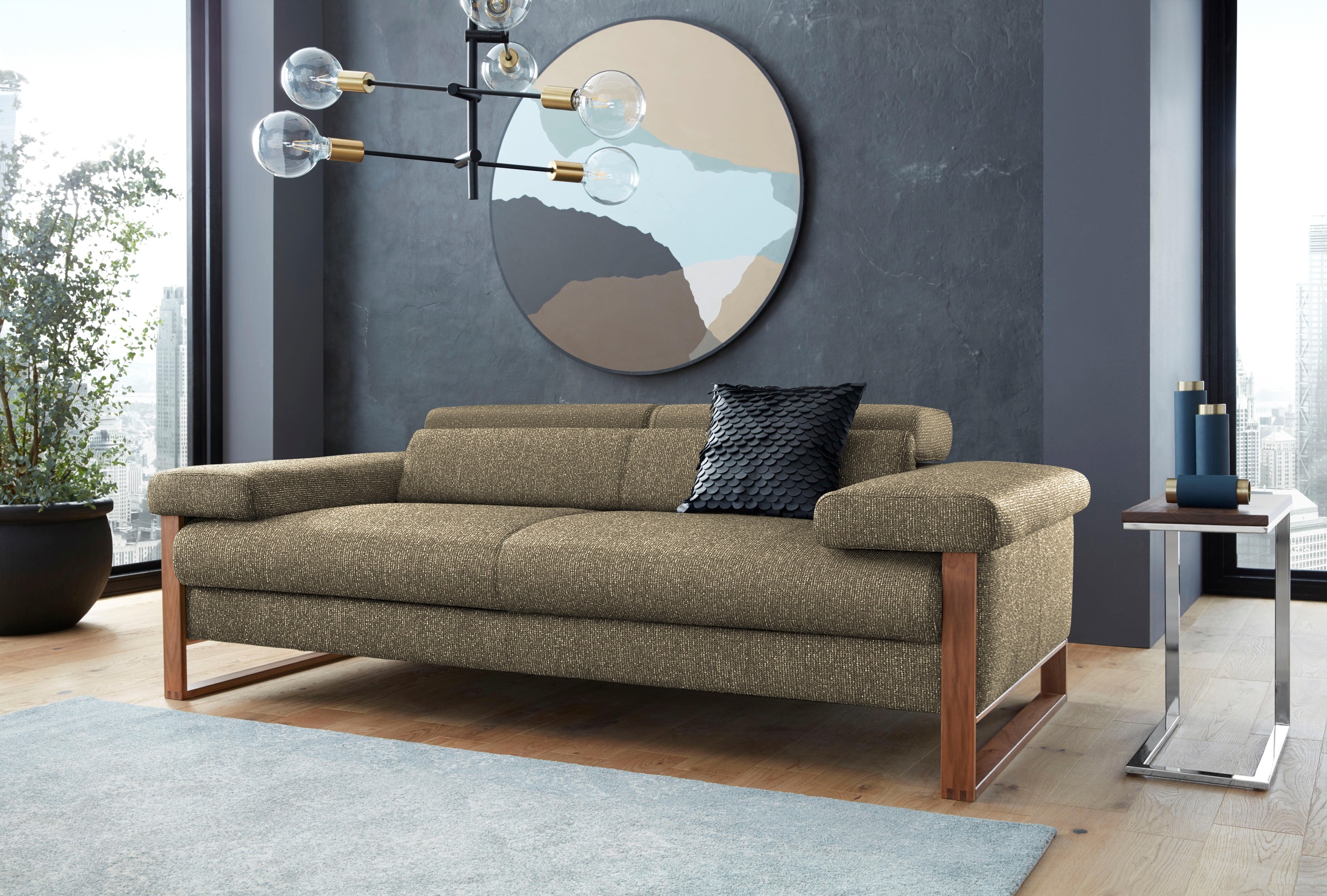 W.SCHILLIG 2-Sitzer »finn«, German Design Award 2016, Fußgestell Nussbaum natur, Breite 210 cm