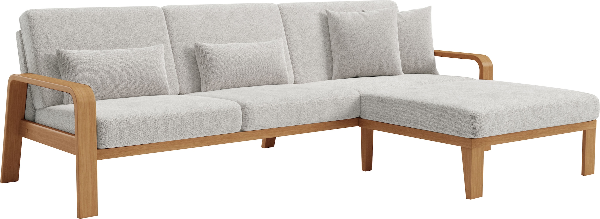 sit&more Ecksofa »Kolding L-Form«, Armlehnen aus eichefarbigem Buchenholz, verschiedene Bezüge und Farben