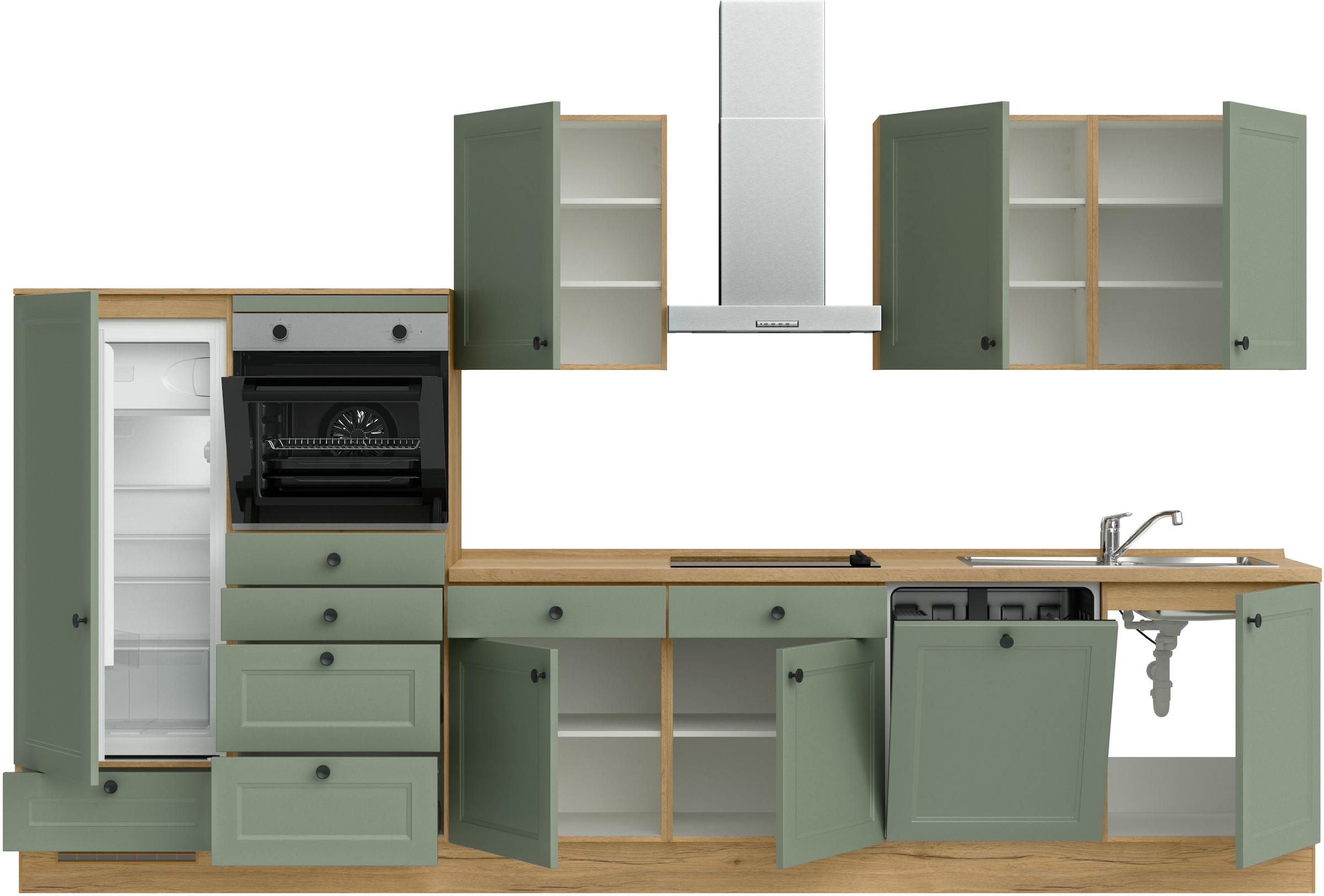 nobilia® Küchenzeile »"Cascada I"«, vormontiert, Ausrichtung wählbar, Breite 360 cm, wahlw. mit E-Geräten
