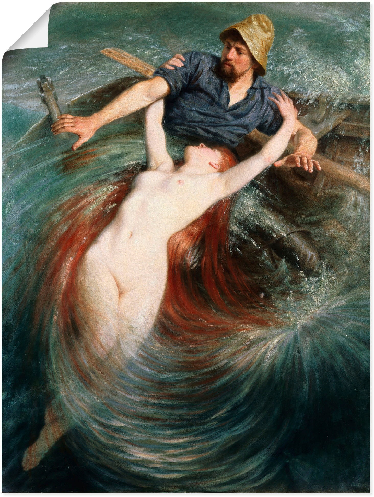 Artland Wandbild »Ein Fischer in den Fängen einer Sirene.« klassische Fanta günstig online kaufen