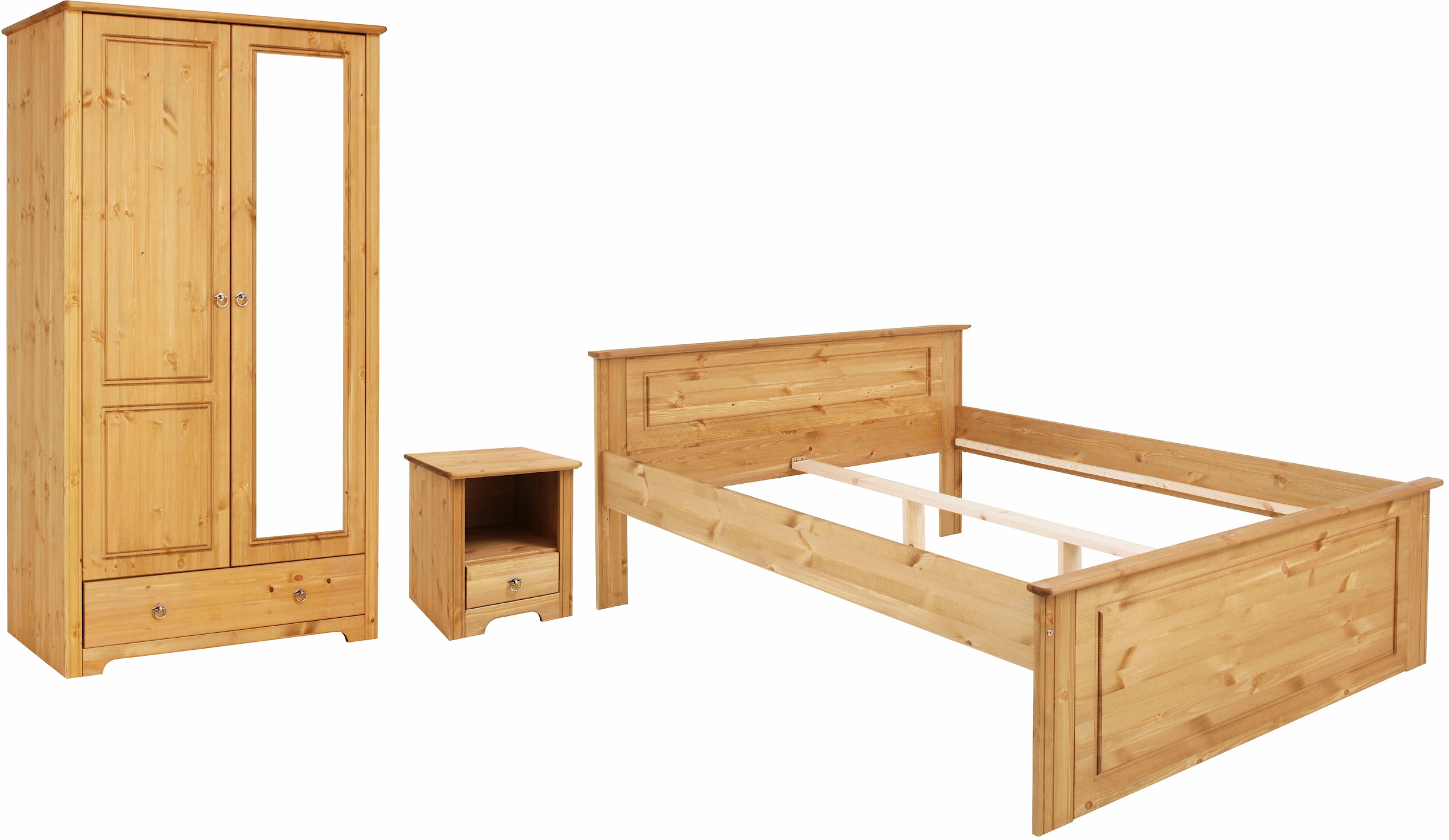 OTTO home Schlafzimmer-Set »Hugo« Set, 3 Stk. tlg. Bett 140x200cm, 2-trg Kleiderschrank und 1 Nachttisch