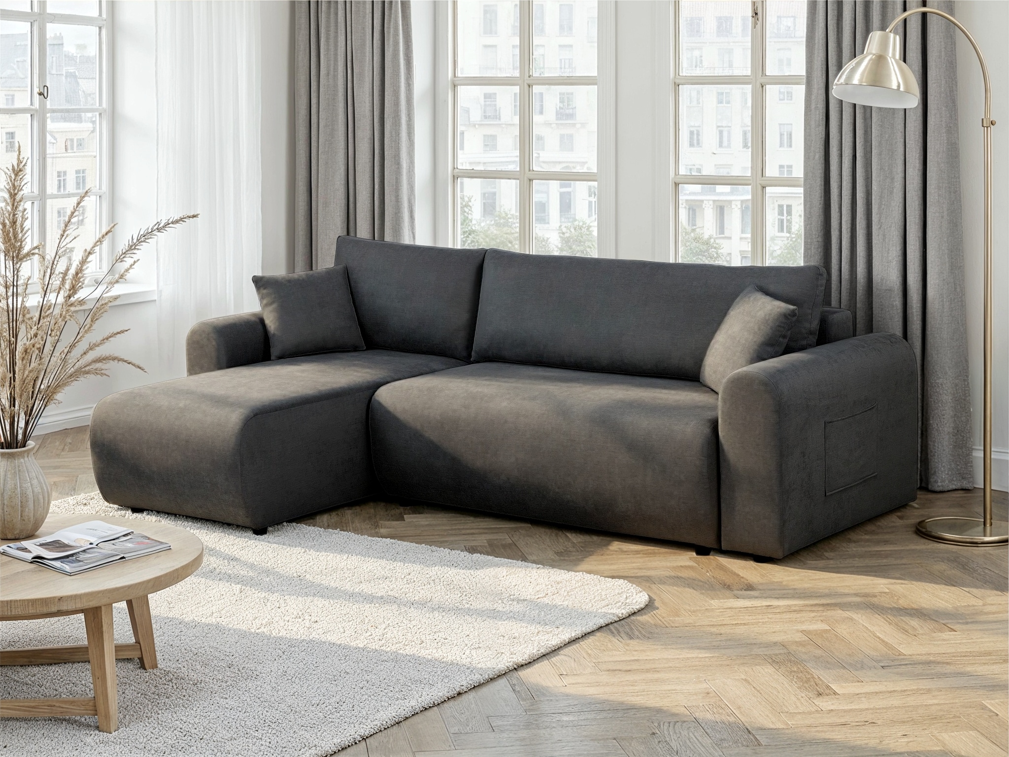 OTTO home Ecksofa »JONAA L-Form, 241cm - OTTO. Verlässliche Qualität.« 133/200cm, Recamiere links/rechts, Bettkasten, Cord u. Struktur