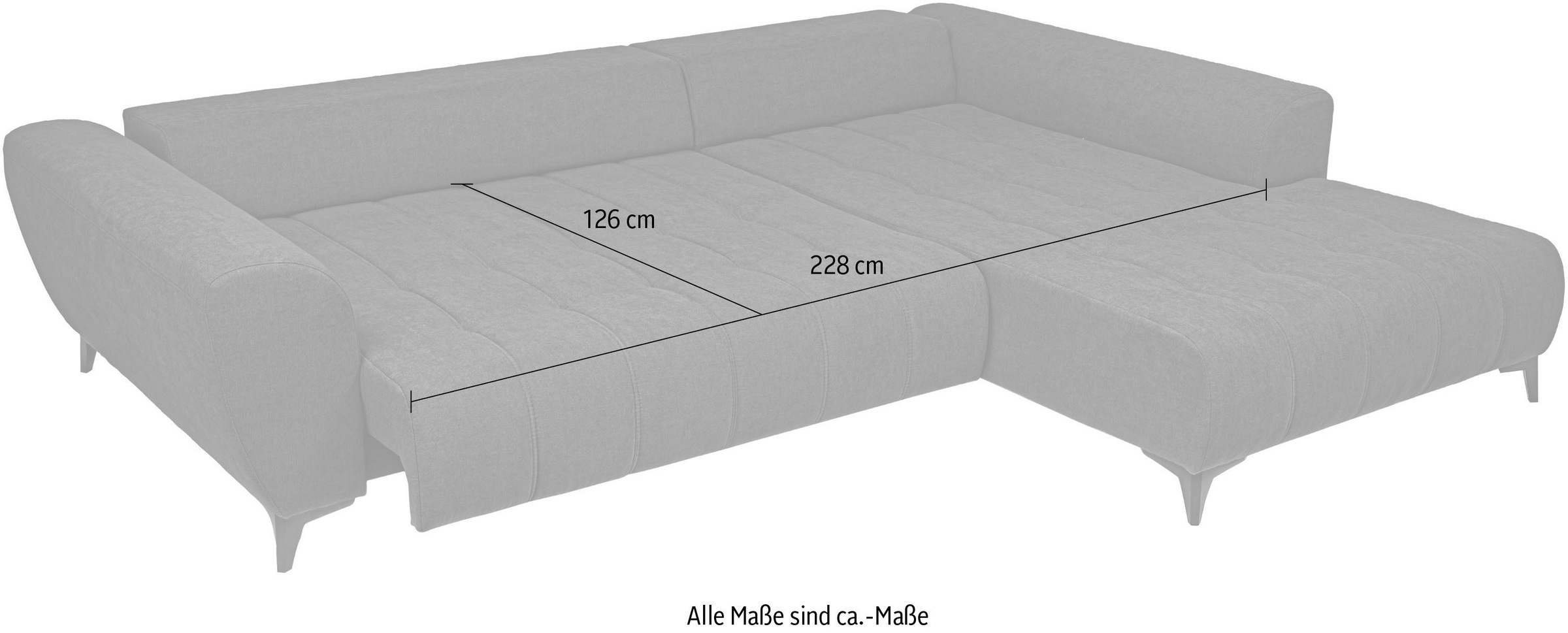 WERK2 Ecksofa »Garay inkl. elektr. Sitztiefenverstellung, bodenfrei, viel Platz« Luxus-Microfaser, L-Form, XXL, elektrische Sitztiefenverstellung