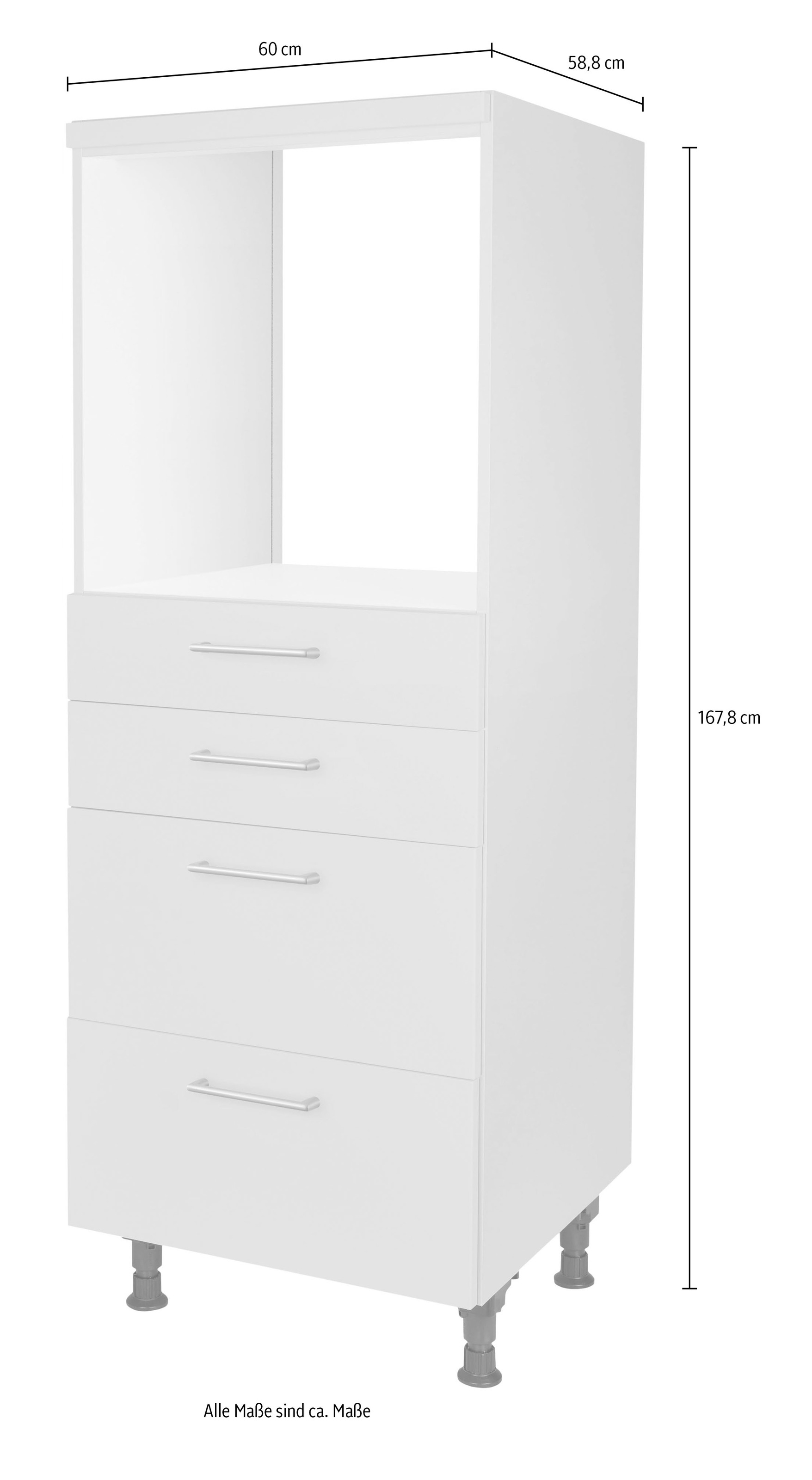 nobilia® Herdumbauschrank »"Laser", mit Schubkästen und Auszügen,« vormontiert, Breite/Höhe: 60/167,8 cm