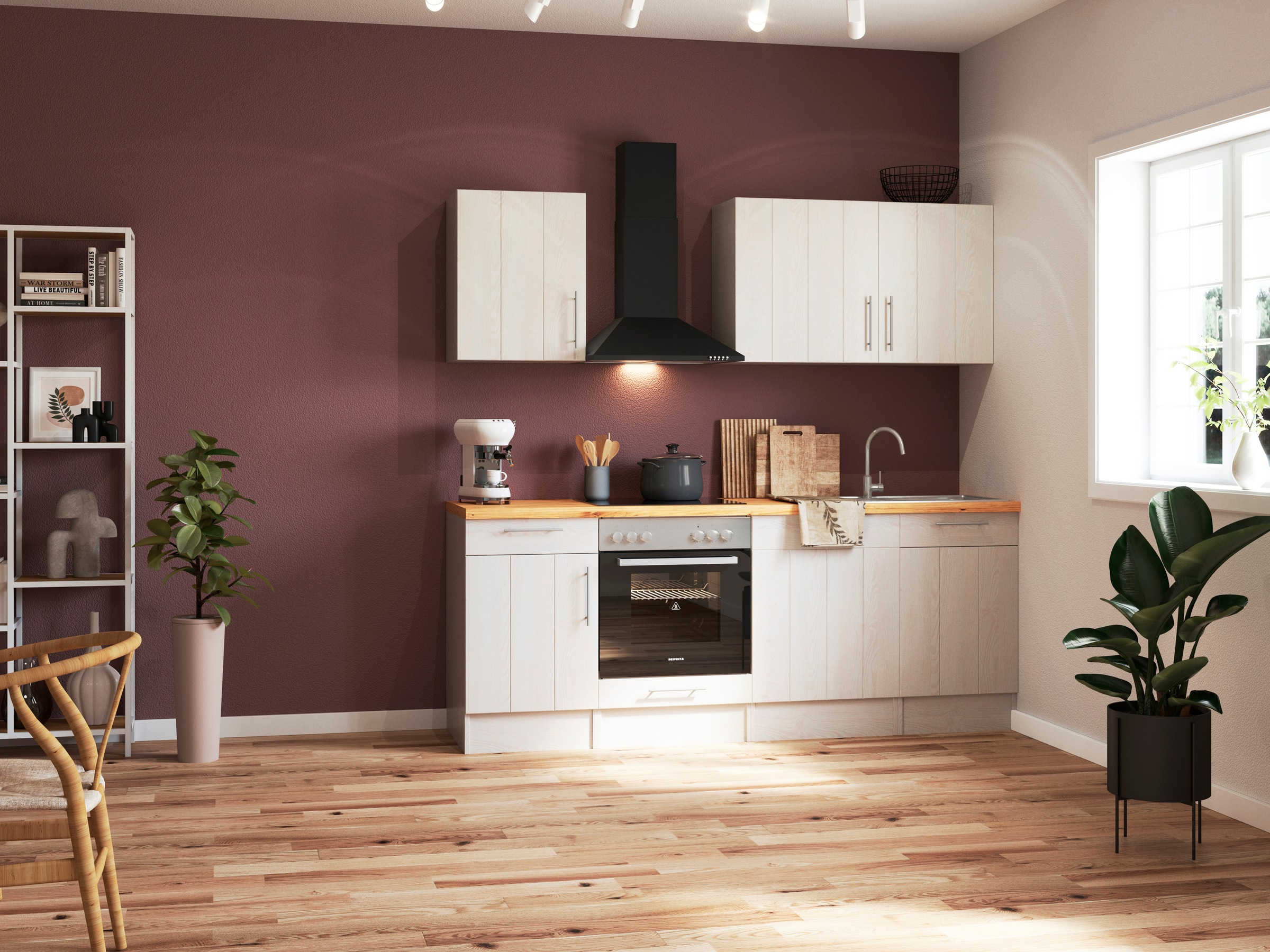 RESPEKTA Küchenzeile »Anton« Breite 220 cm, mit Soft-Close, in exklusiver K günstig online kaufen