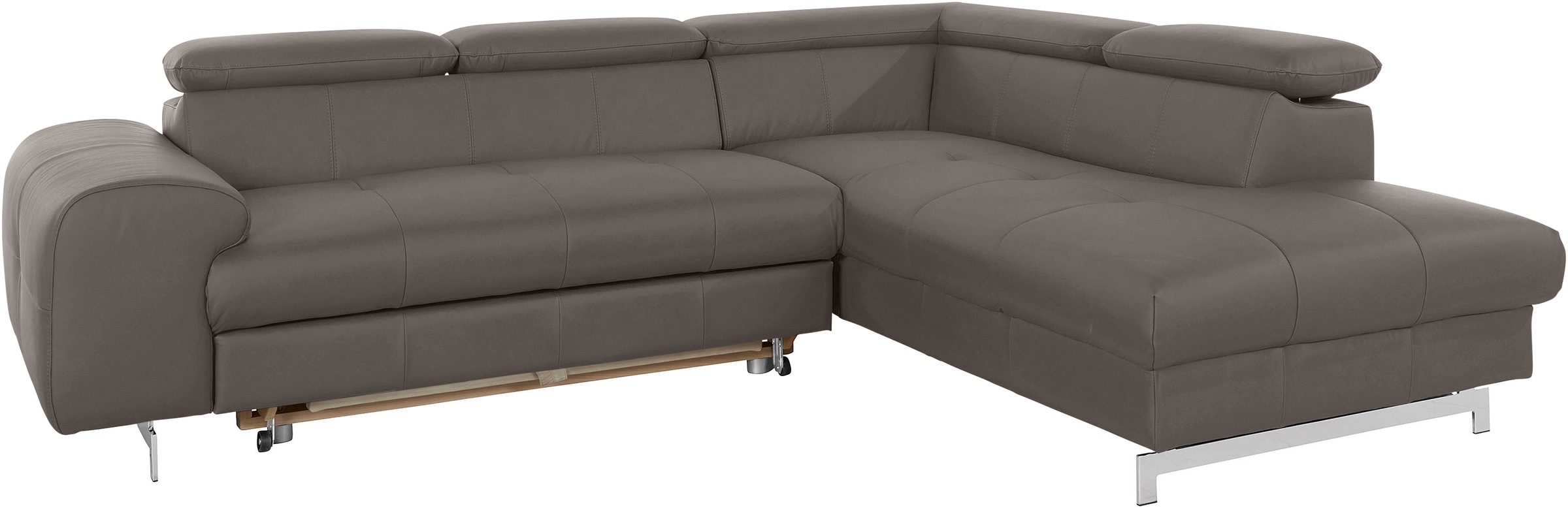 COTTA Ecksofa »Chef L-Form«, mit Kopfteilverstellung, edle Metallkufen, wahlweise mit Bettfunktion