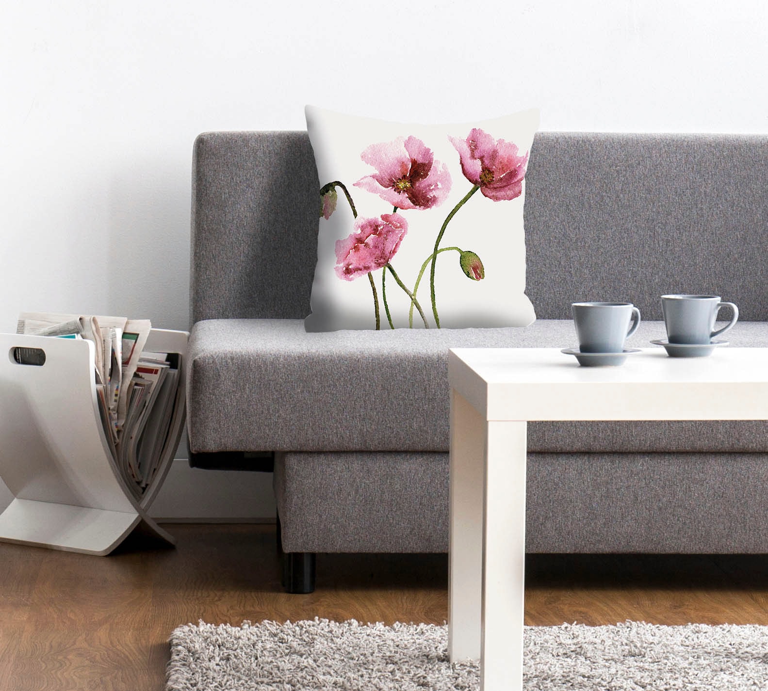 queence Dekokissen »Melanie«, Kissenhülle,Weißer Hintergrund,Mohnblumen,Flo günstig online kaufen