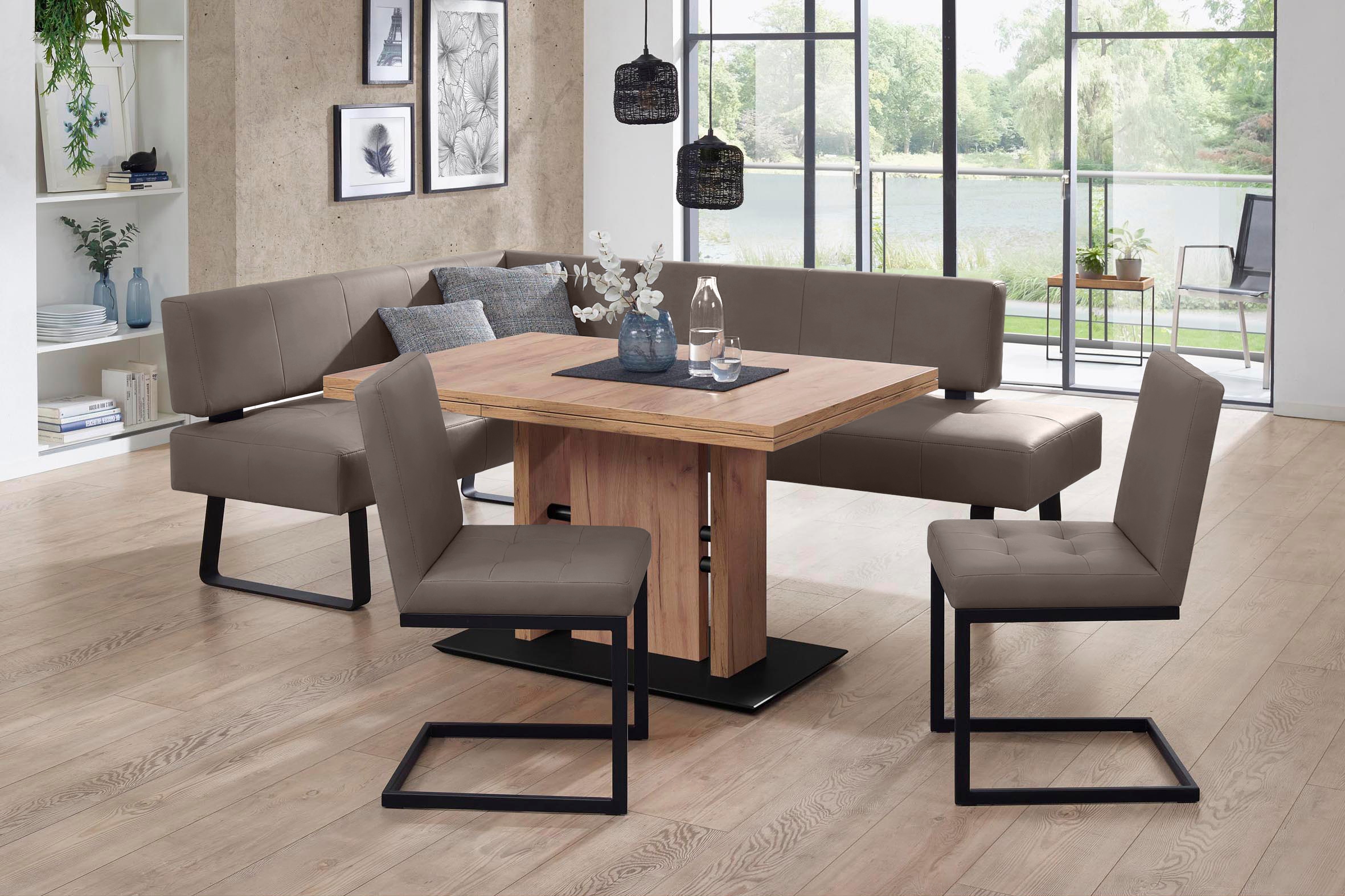 K+W KOMFORT & WOHNEN Essgruppe »Spider II« 4 Stk. tlg. langer Schenkel wahweise in 2 Breiten, 2 Freischwinger, 1 Tisch canyon 80 +